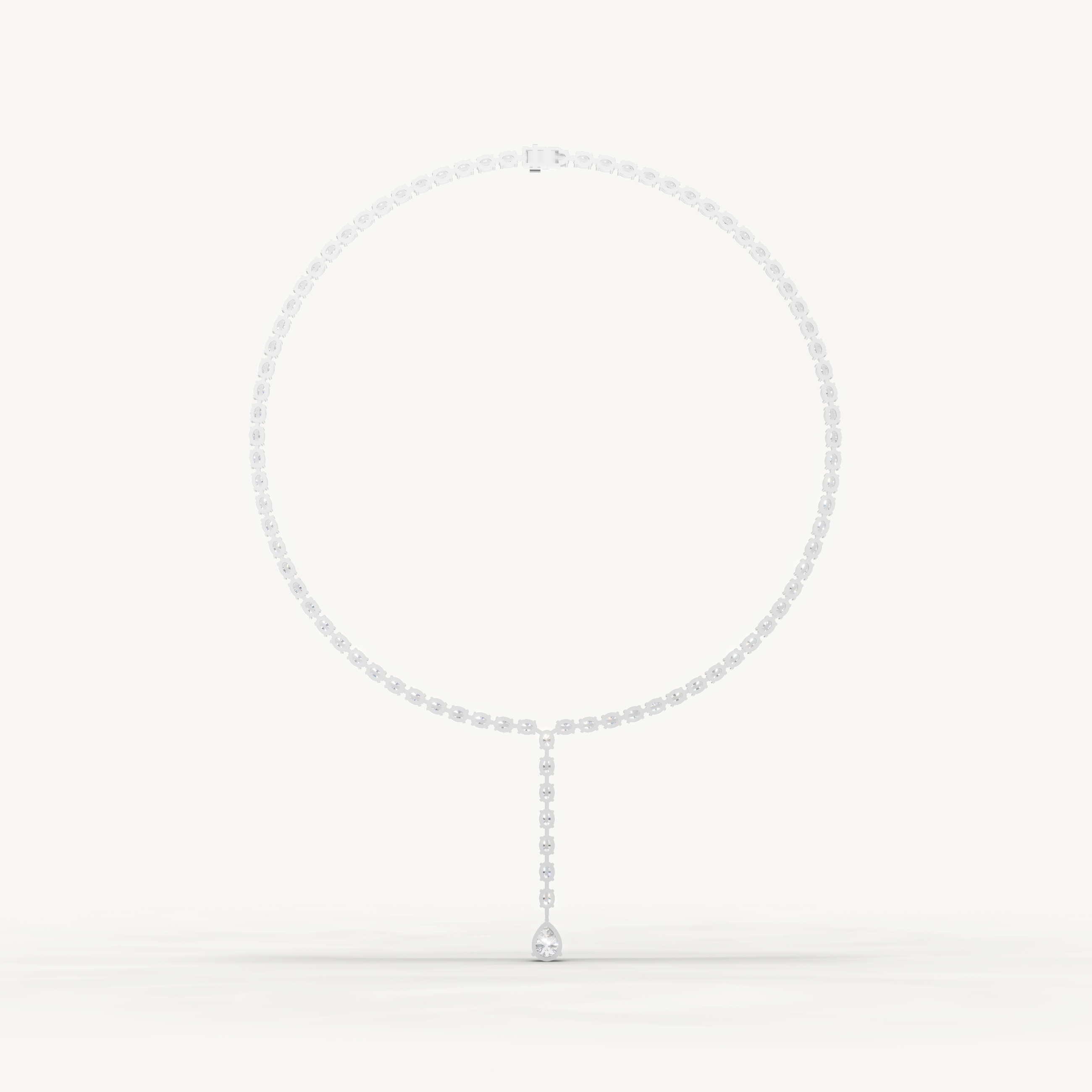 Pear & Oval Lab Grown Diamond Tennis Drop Necklace in 14K Yellow Gold