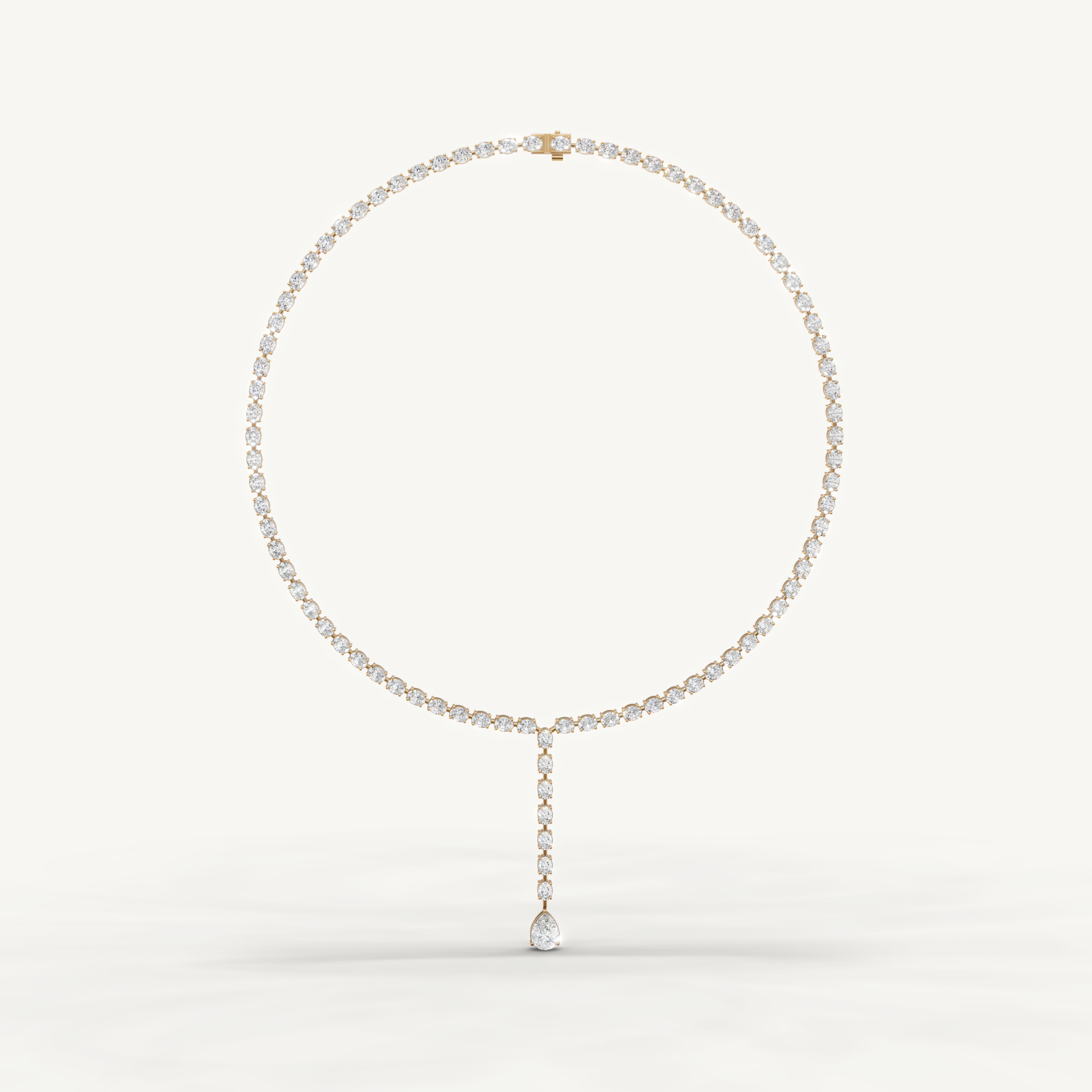Pear & Oval Lab Grown Diamond Tennis Drop Necklace in 14K Yellow Gold
