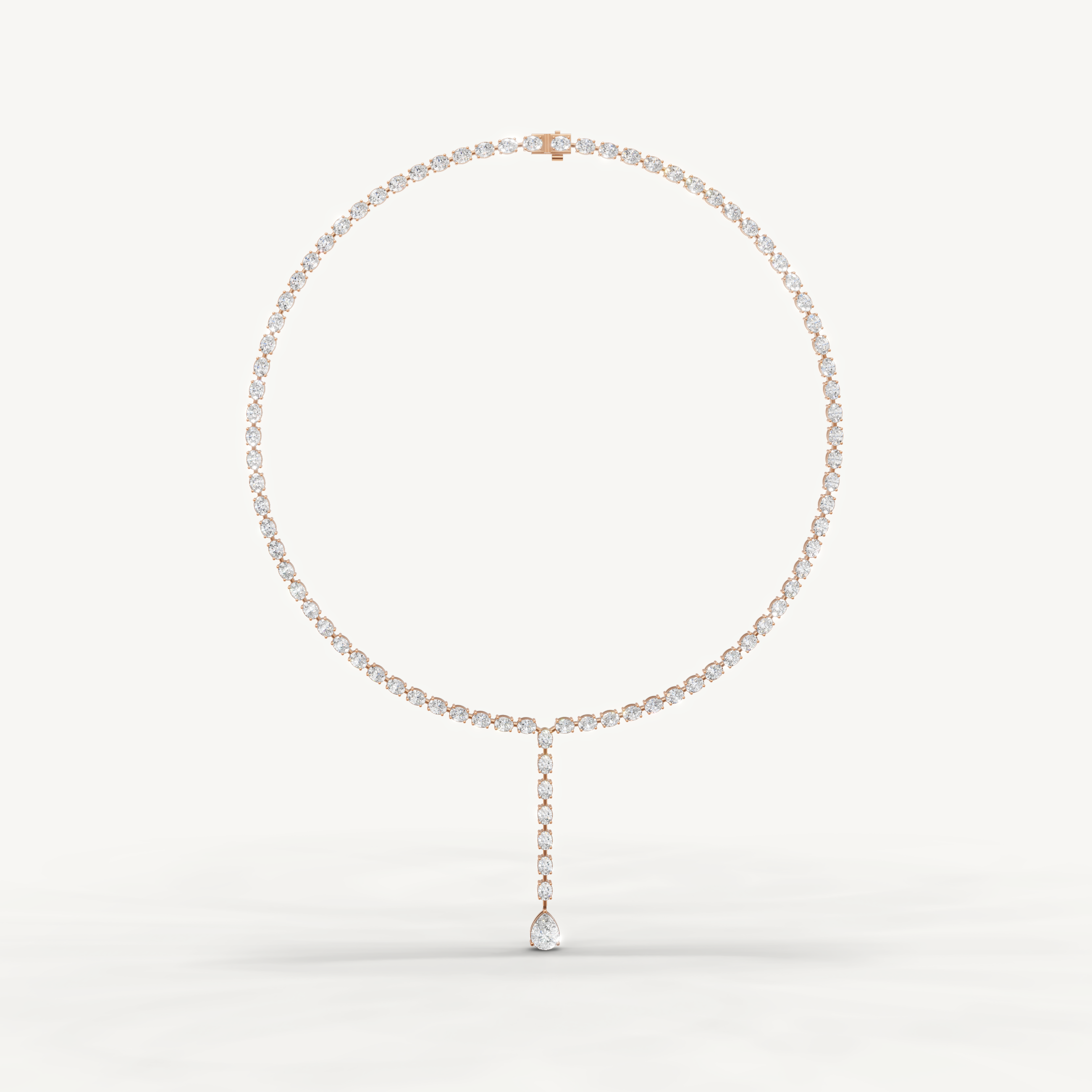 Pear & Oval Lab Grown Diamond Tennis Drop Necklace in 14K Yellow Gold