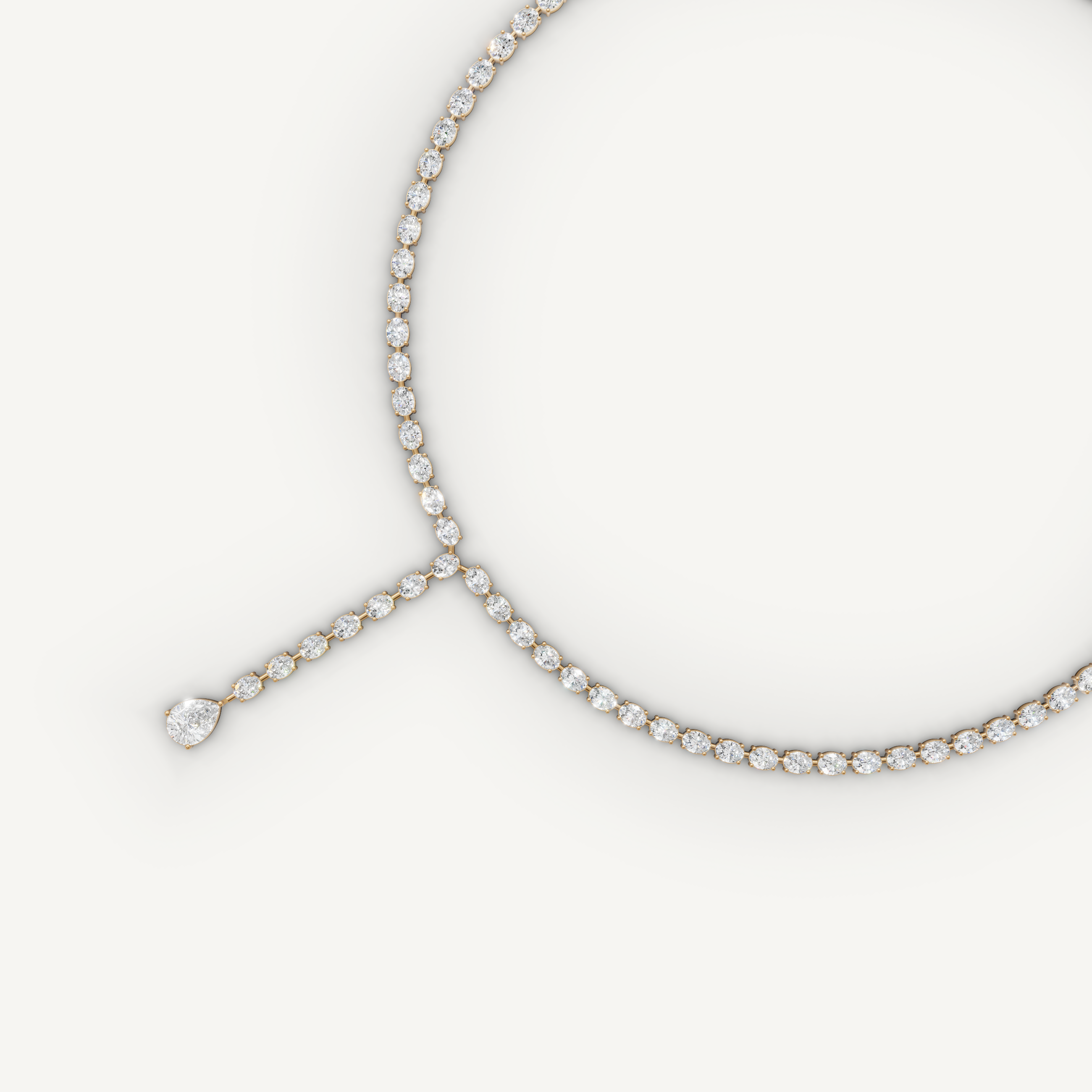 Pear & Oval Lab Grown Diamond Tennis Drop Necklace in 14K Yellow Gold