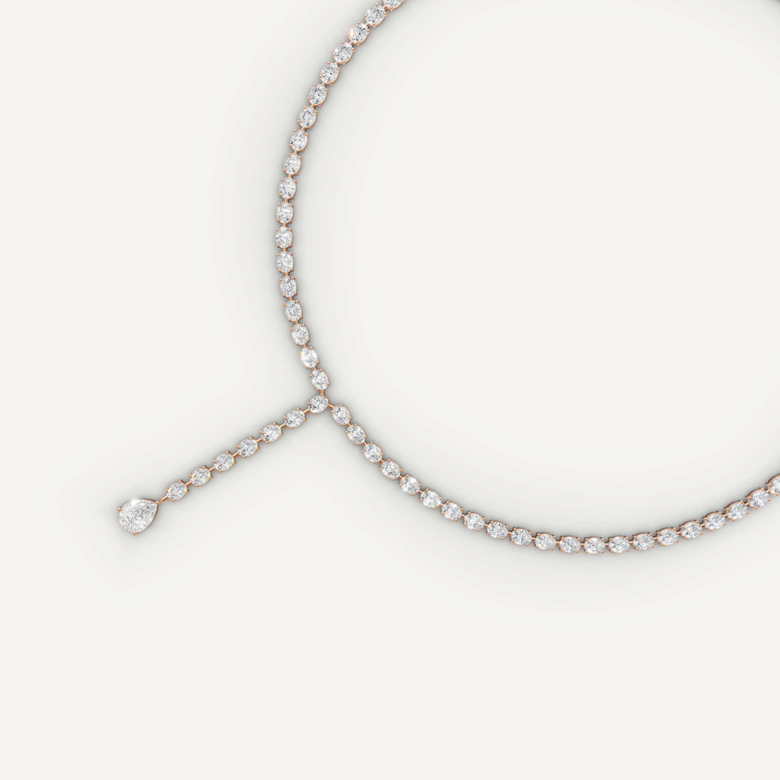 Pear & Oval Lab Grown Diamond Tennis Drop Necklace in 14K Yellow Gold