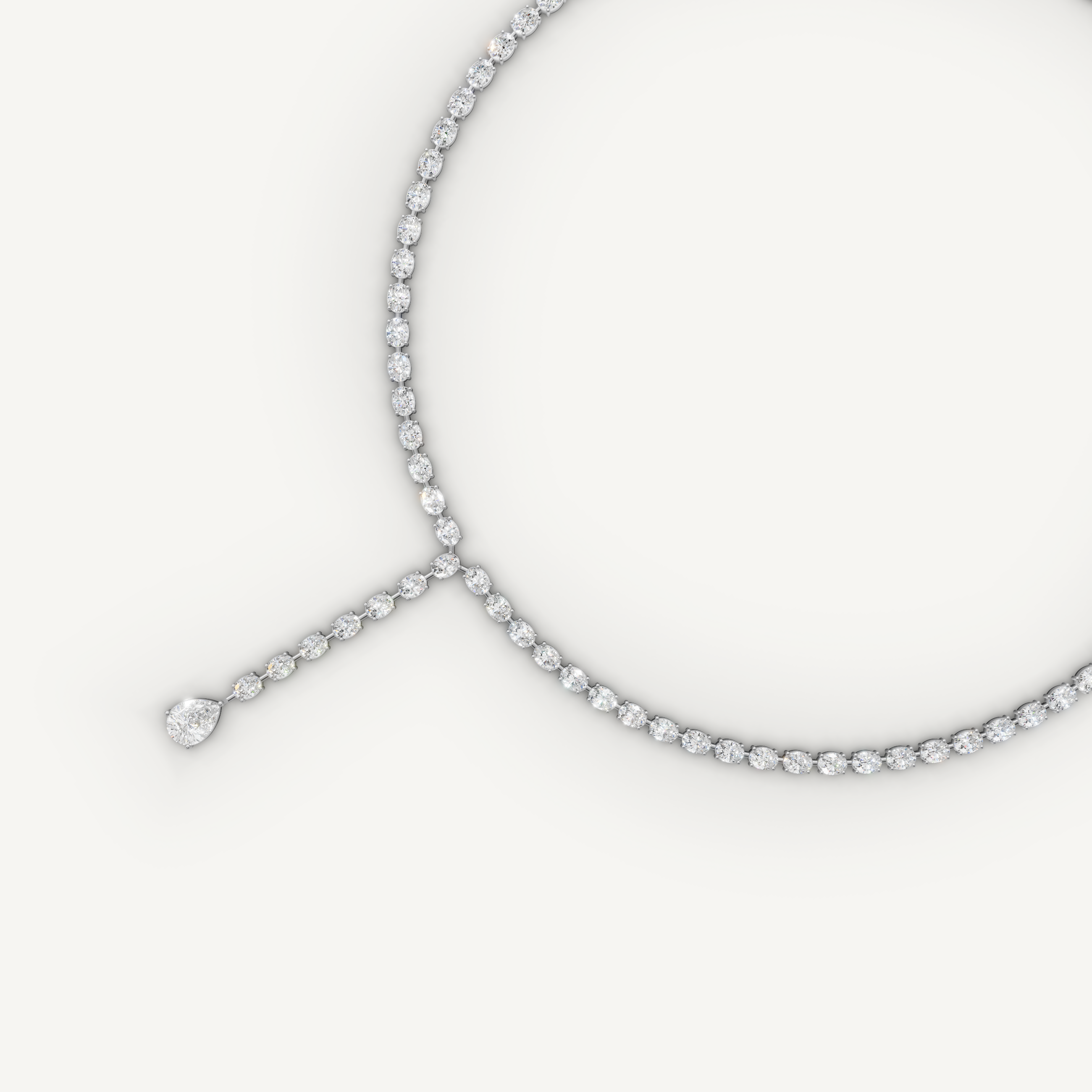 Pear & Oval Lab Grown Diamond Tennis Drop Necklace in 14K Yellow Gold