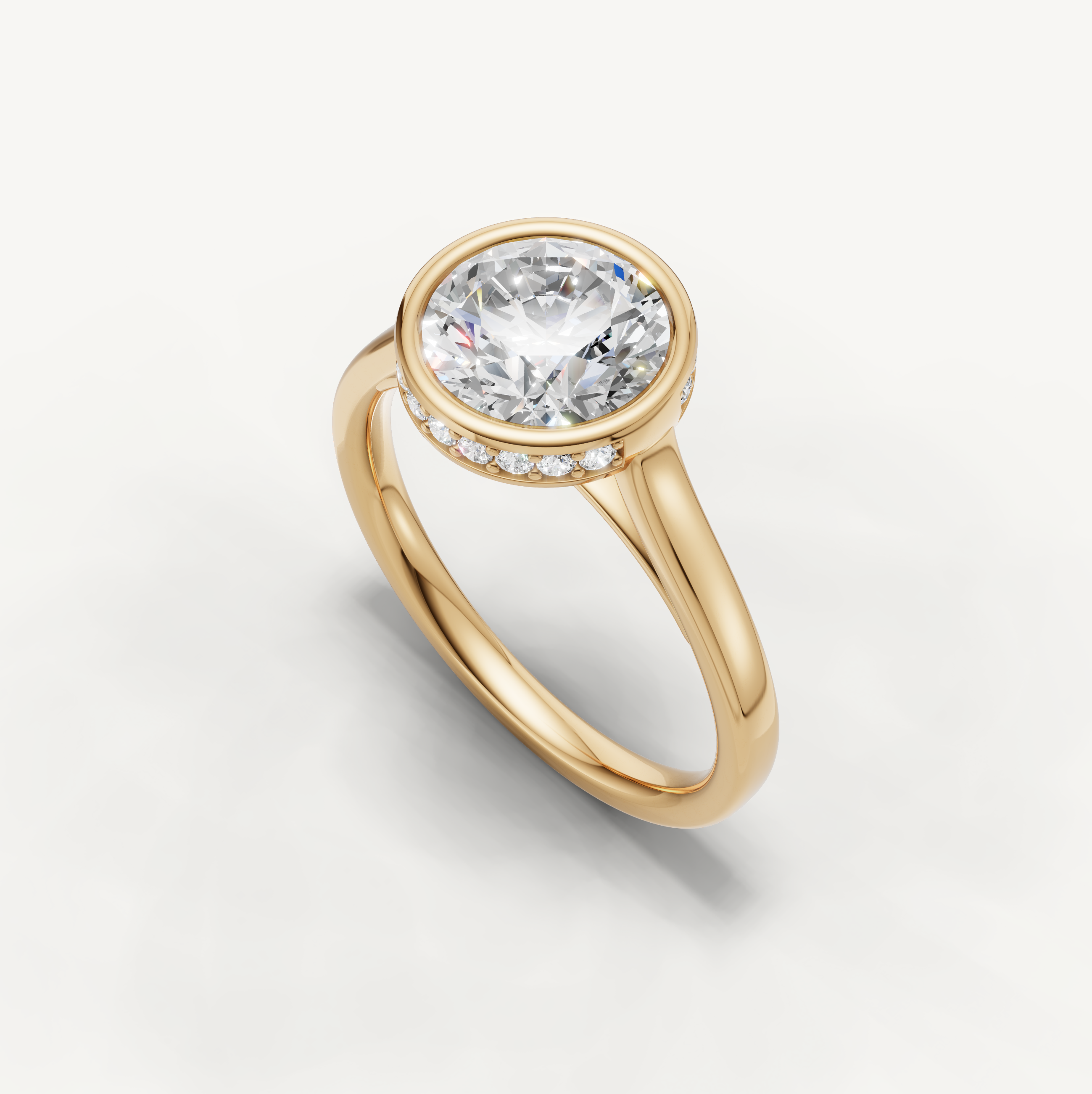 Round Lab Grown Diamond Bezel Engagement Ring in 14K Gold