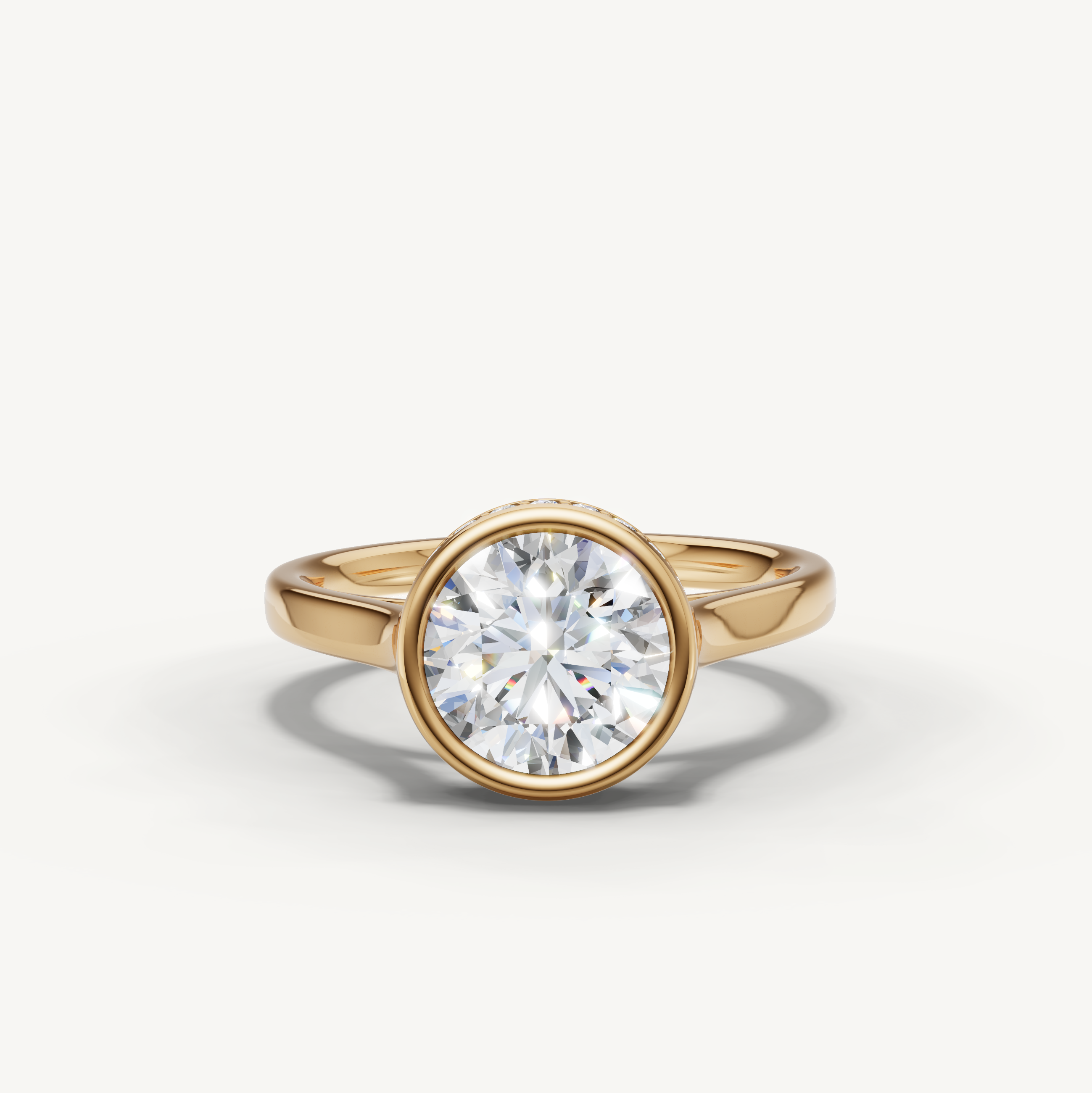 Round Lab Grown Diamond Bezel Engagement Ring in 14K Gold