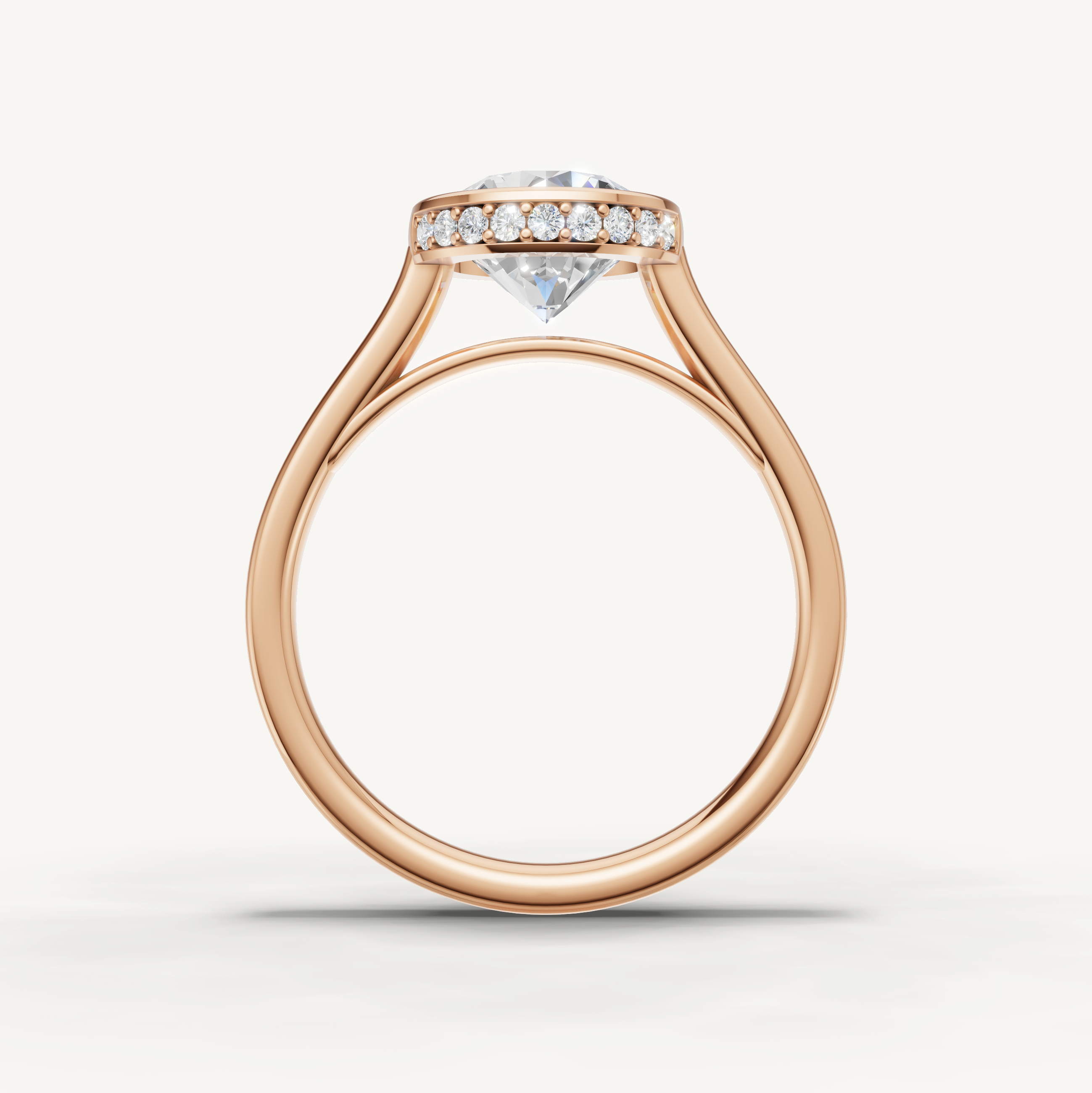 Round Lab Grown Diamond Bezel Engagement Ring in 14K Gold