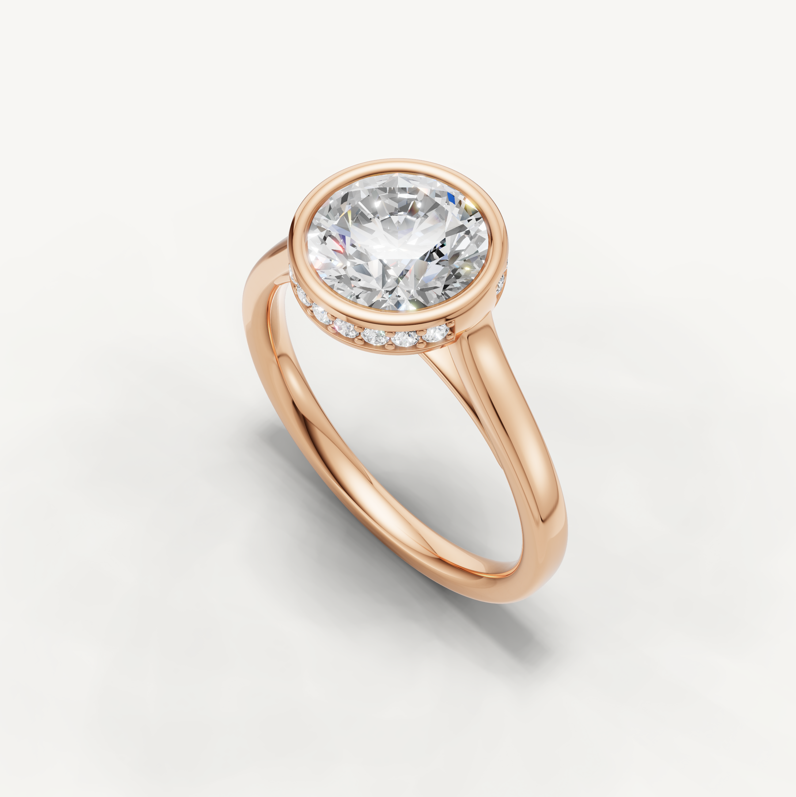 Round Lab Grown Diamond Bezel Engagement Ring in 14K Gold