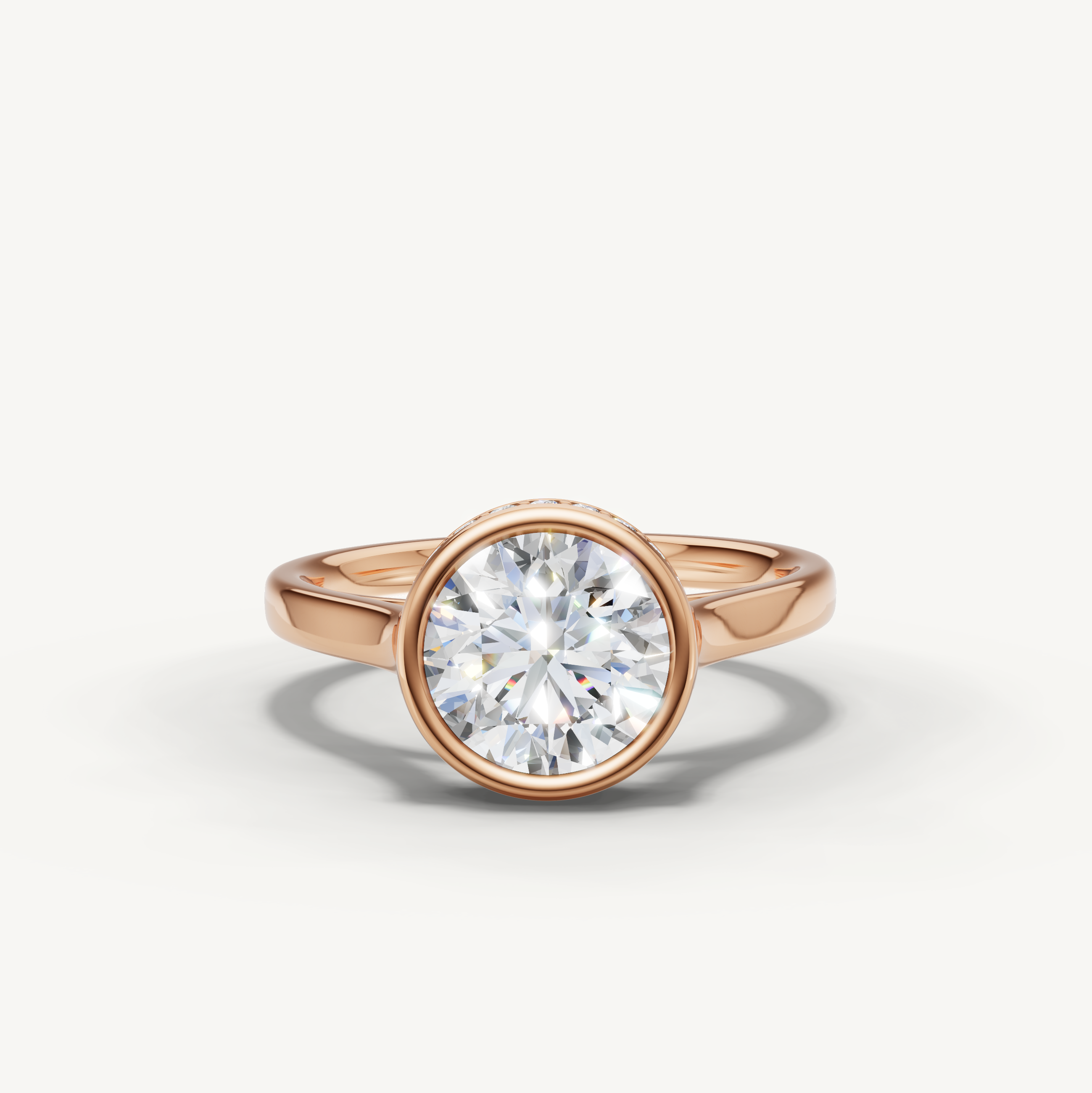 Round Lab Grown Diamond Bezel Engagement Ring in 14K Gold
