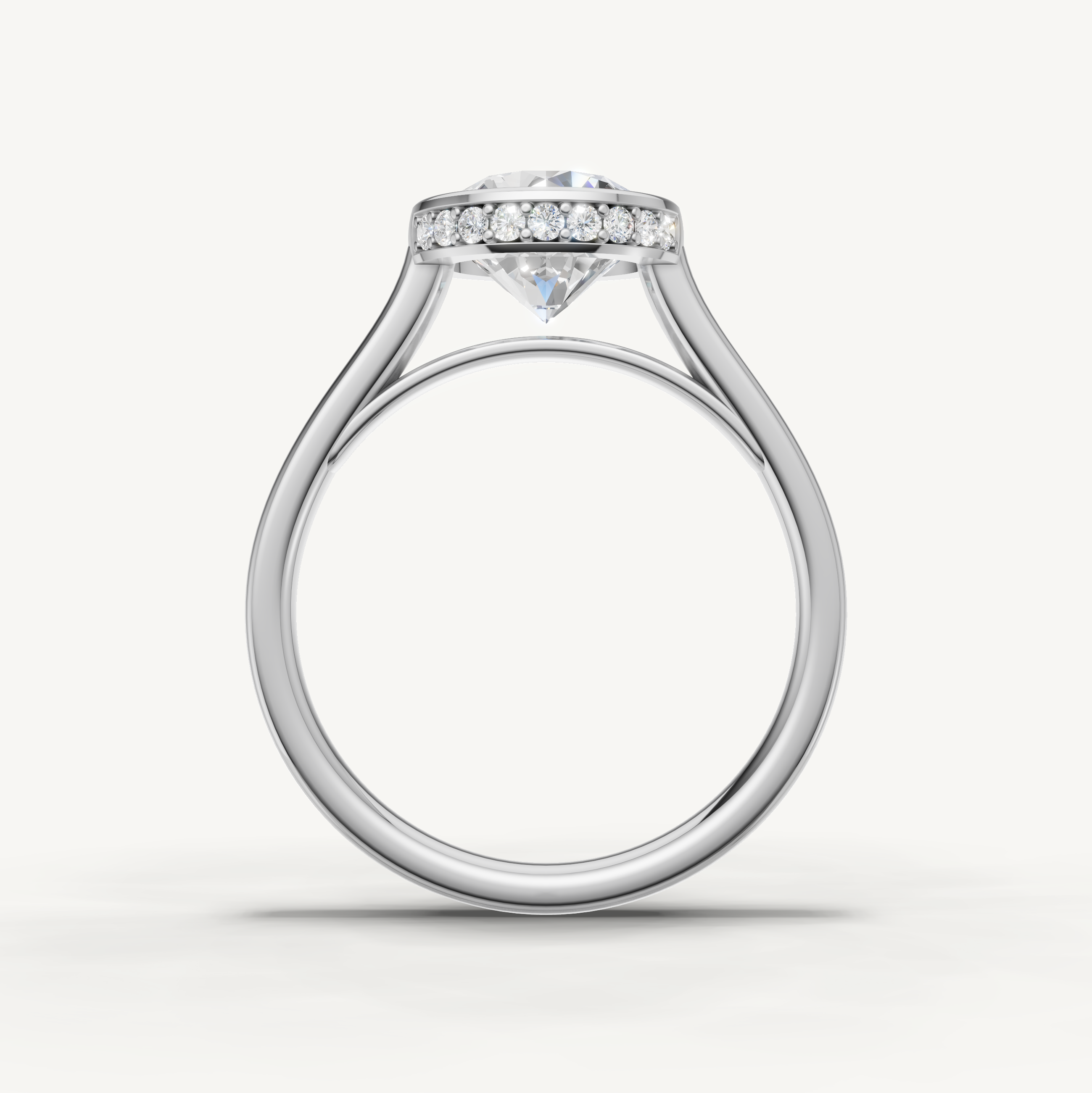 Round Lab Grown Diamond Bezel Engagement Ring in 14K Gold