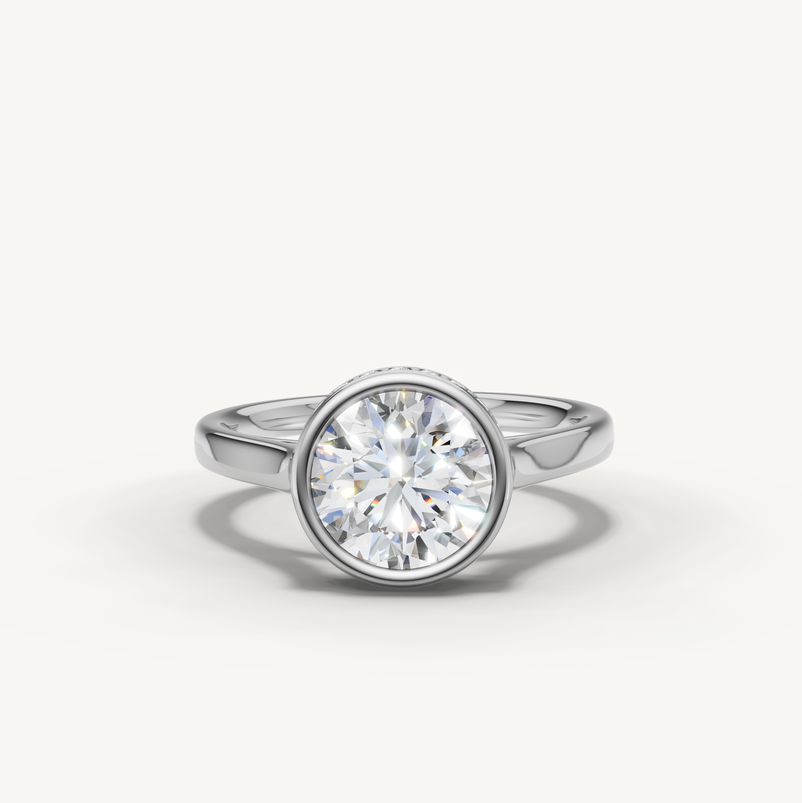 Round Lab Grown Diamond Bezel Engagement Ring in 14K Gold