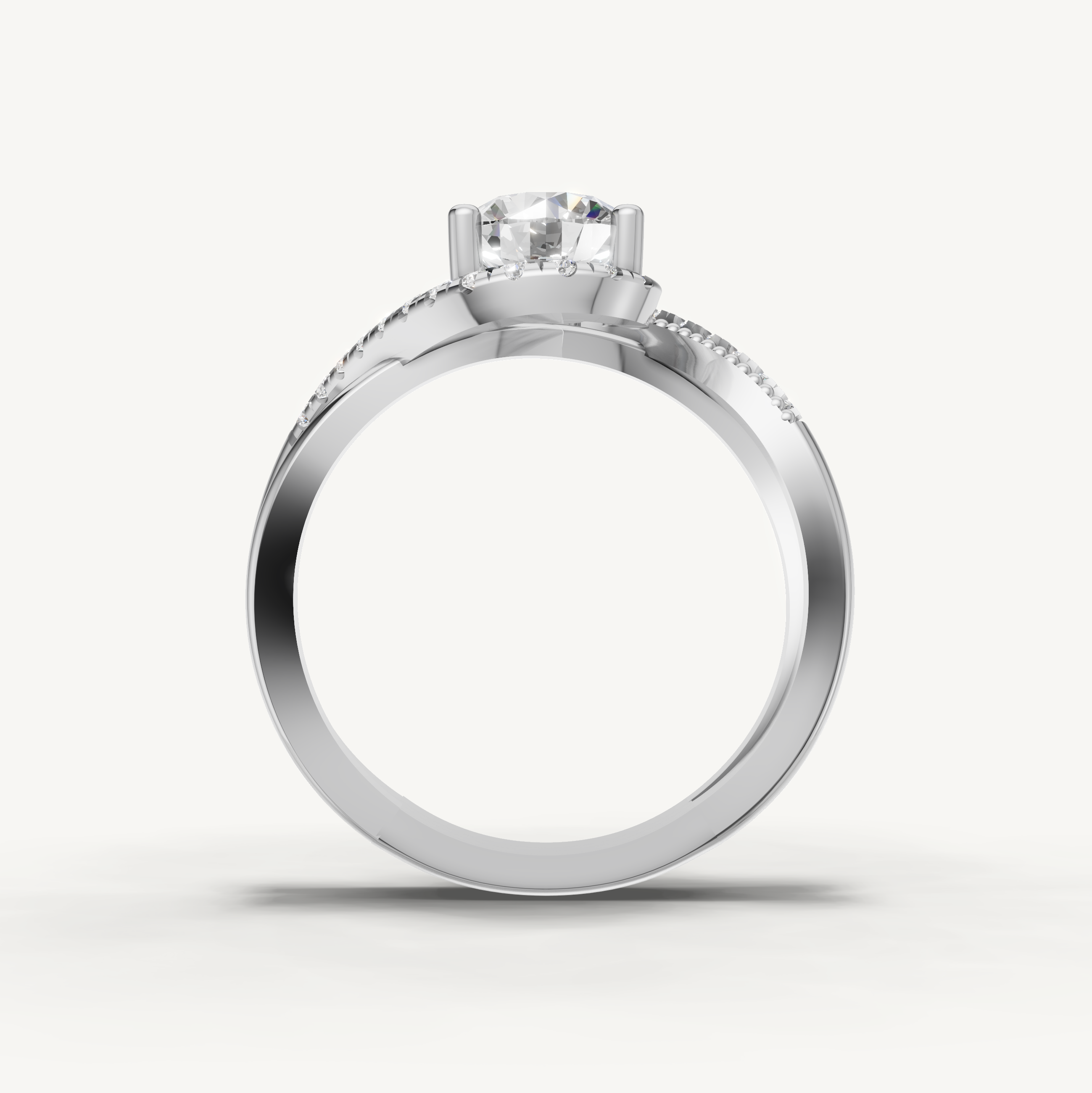 Round Lab Grown Diamond Swirl Engagement Ring in 14K Yellow Gold