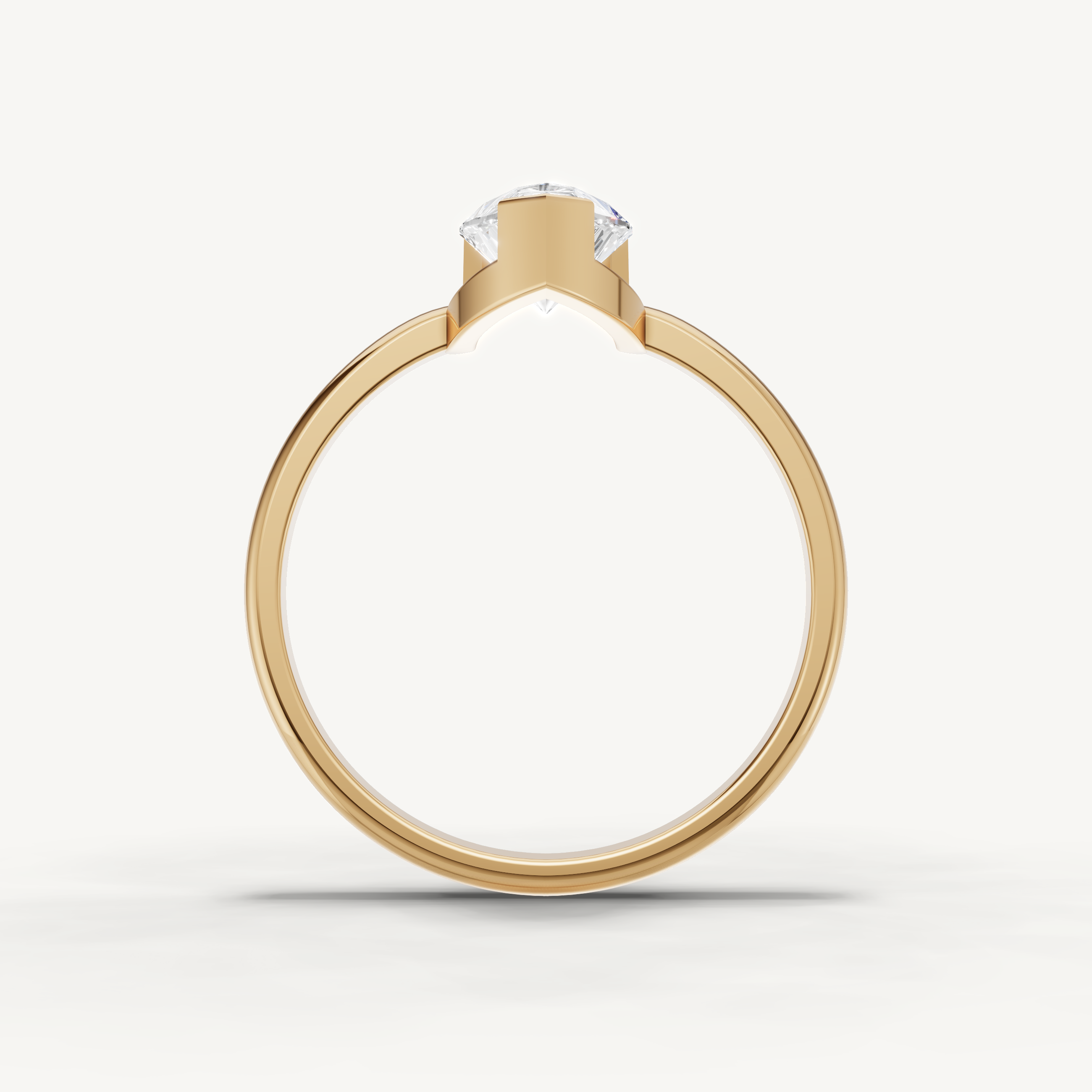 Pear Lab Grown Diamond Bezel Engagement Ring in 14K Yellow Gold