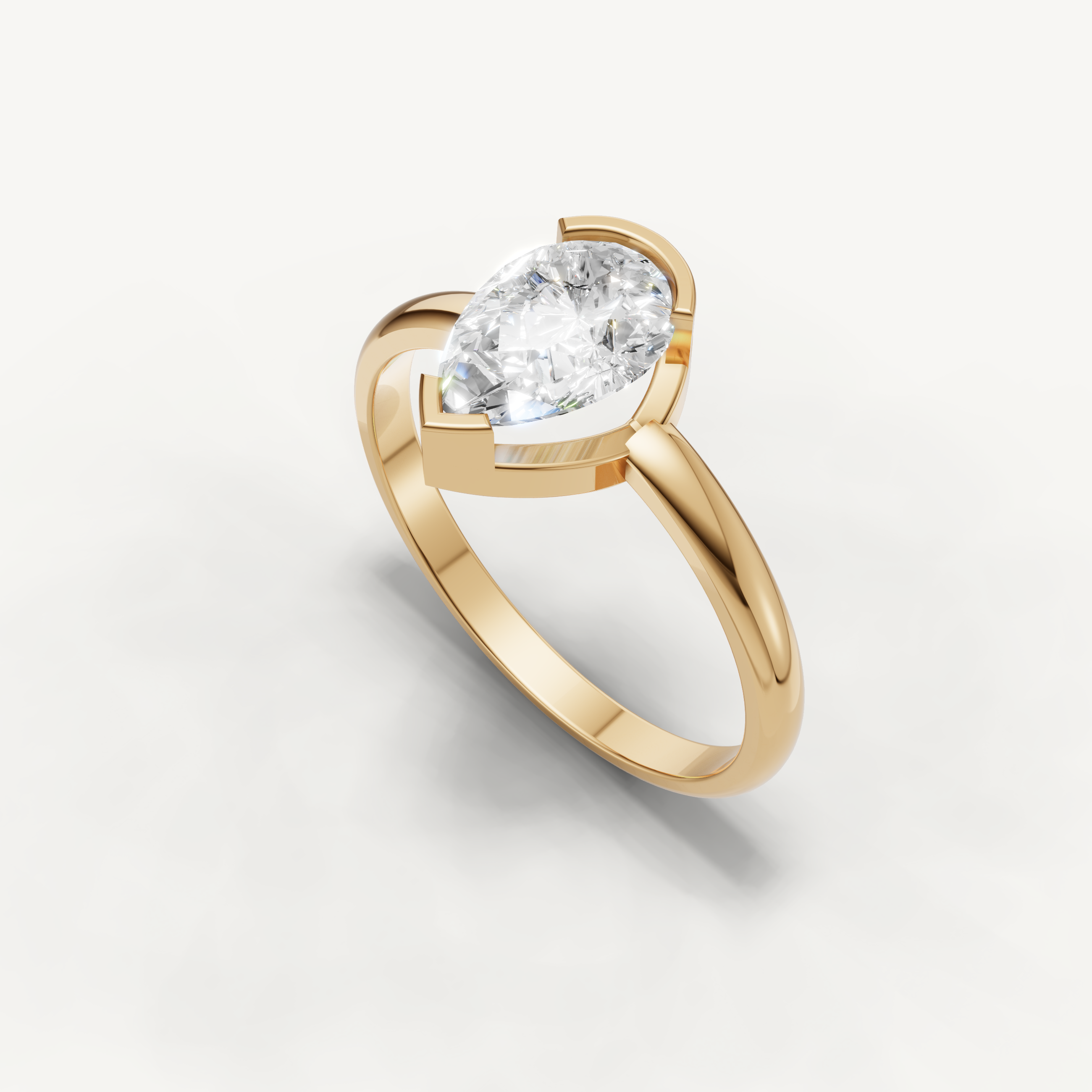 Pear Lab Grown Diamond Bezel Engagement Ring in 14K Yellow Gold