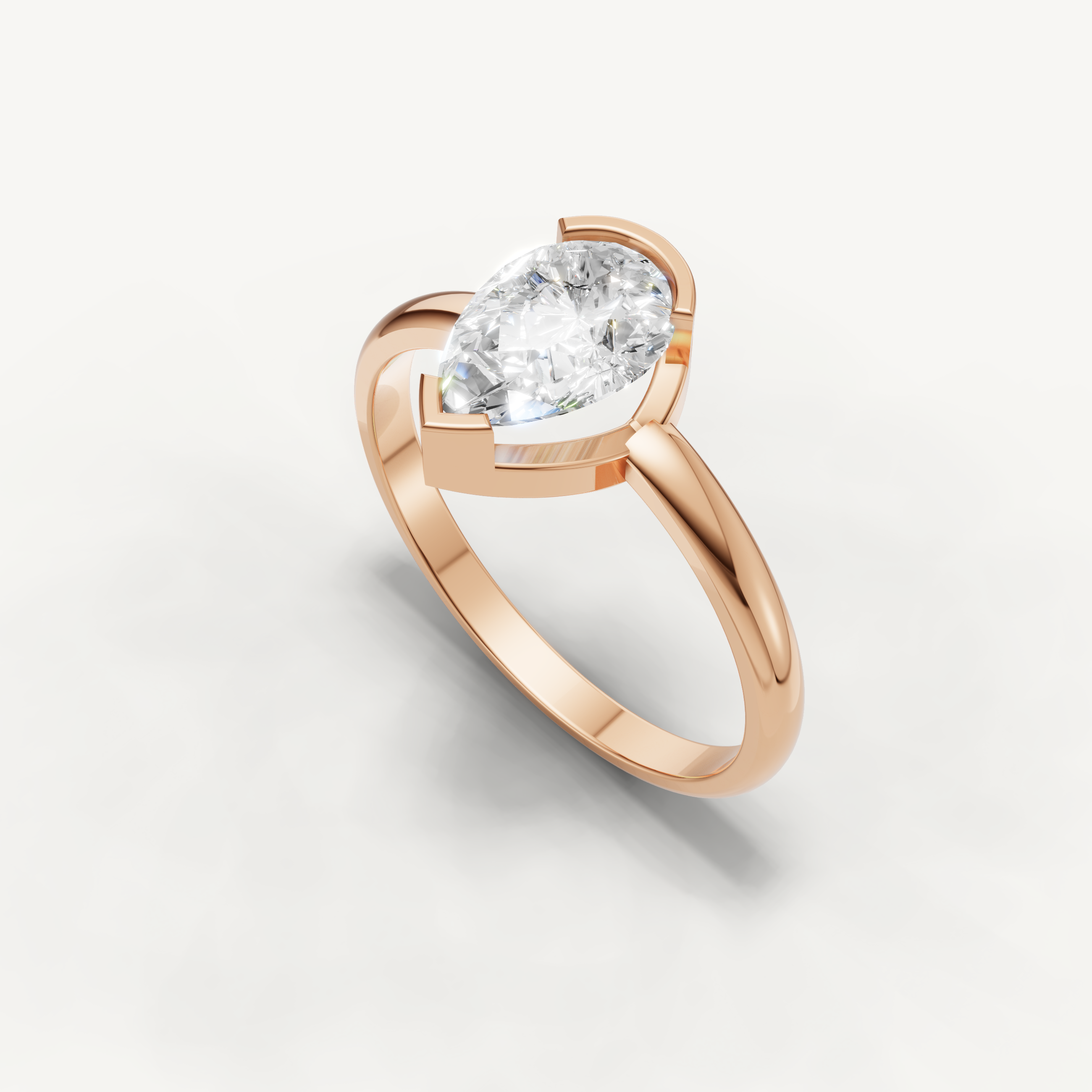 Pear Lab Grown Diamond Bezel Engagement Ring in 14K Yellow Gold