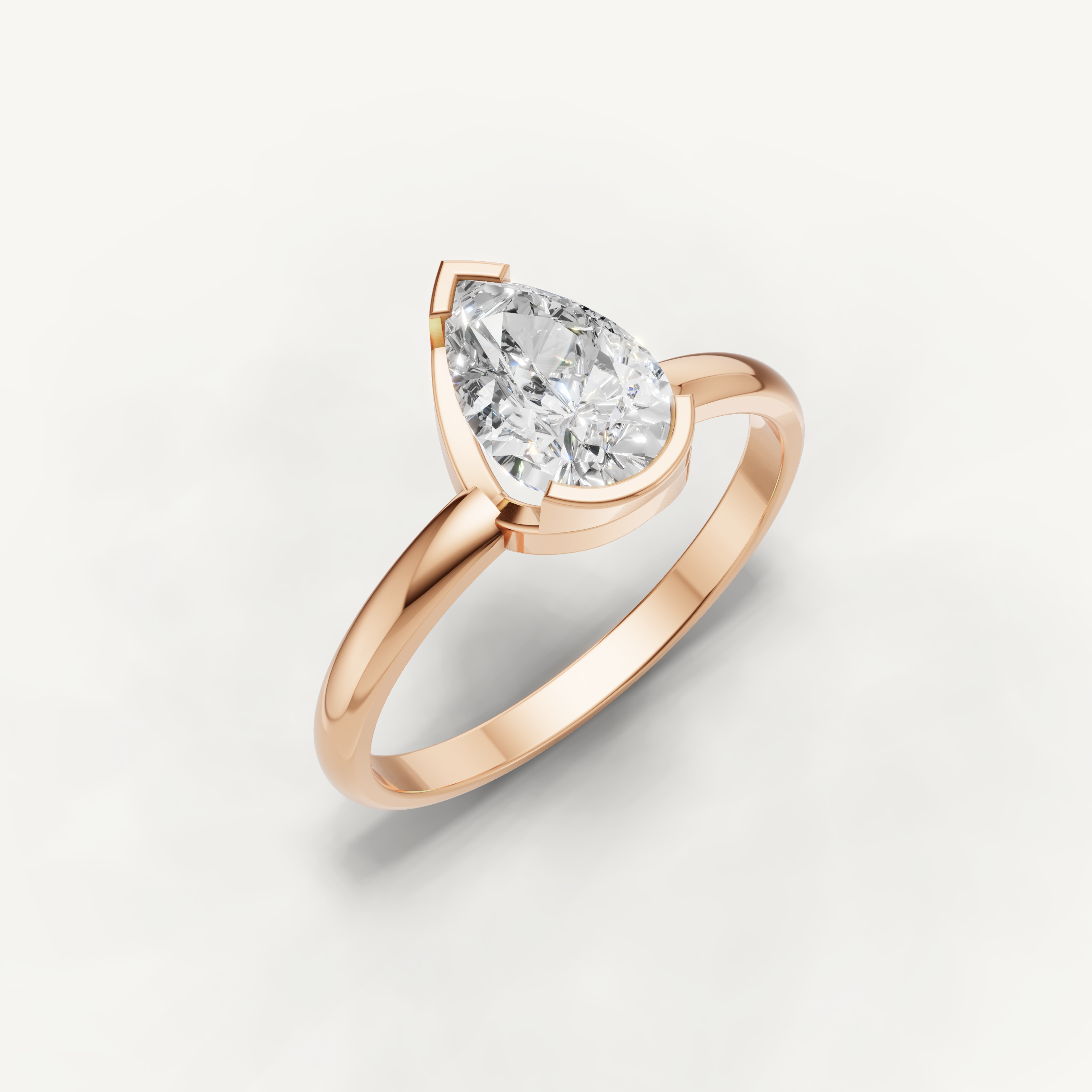 Pear Lab Grown Diamond Bezel Engagement Ring in 14K Yellow Gold
