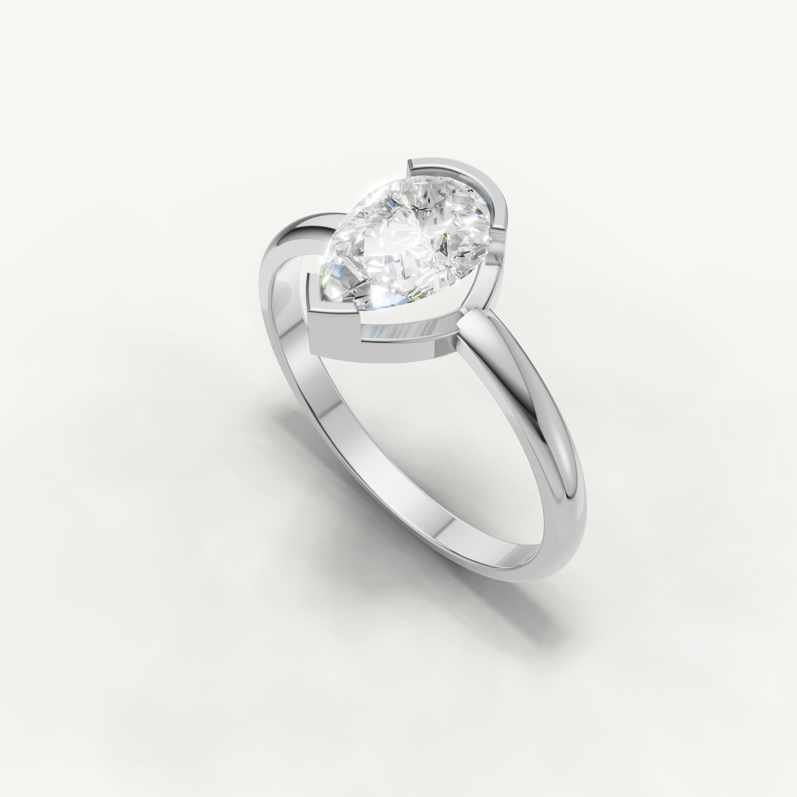 Pear Lab Grown Diamond Bezel Engagement Ring in 14K Yellow Gold