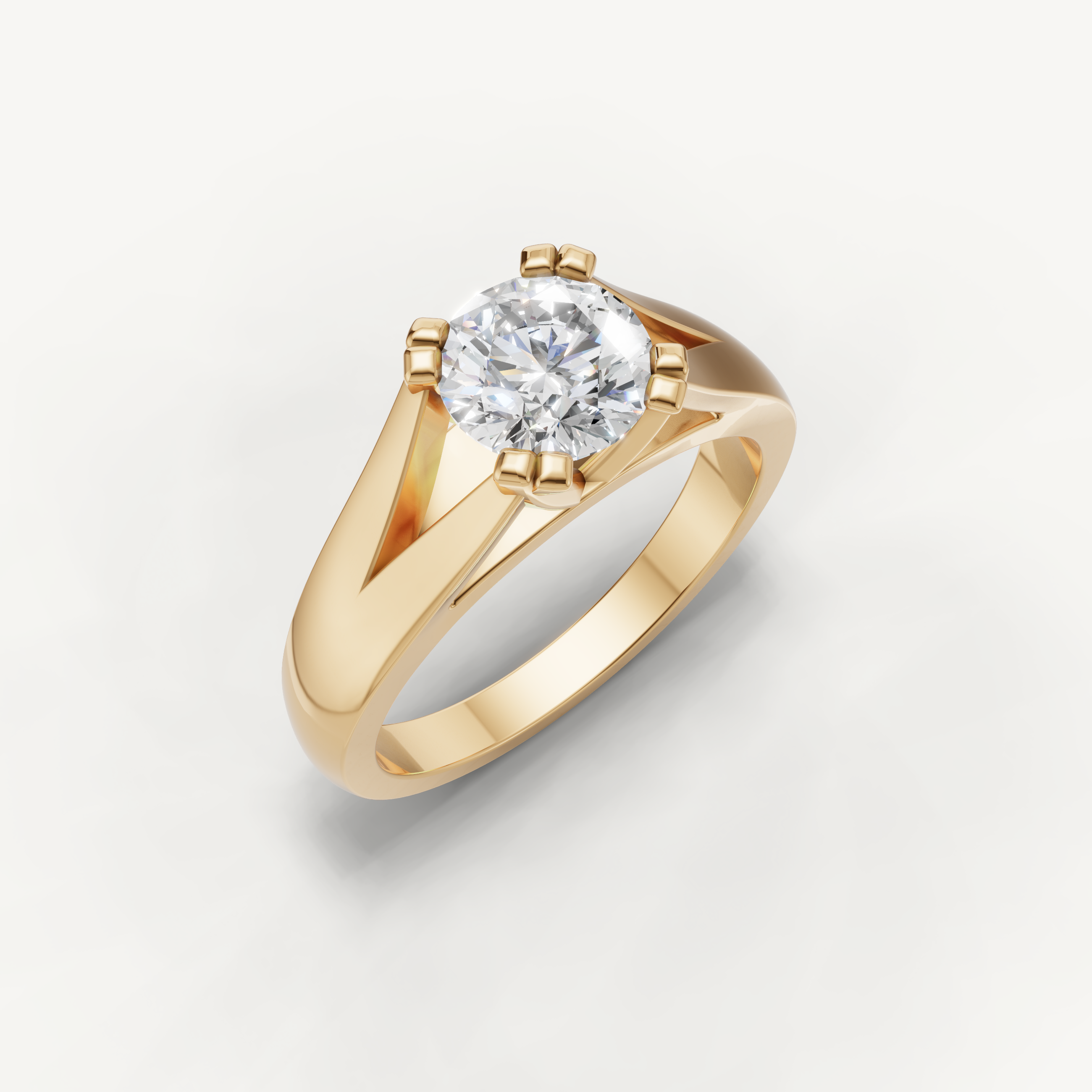 Round Lab Grown Diamond Solitaire Ring in 14K Yellow Gold
