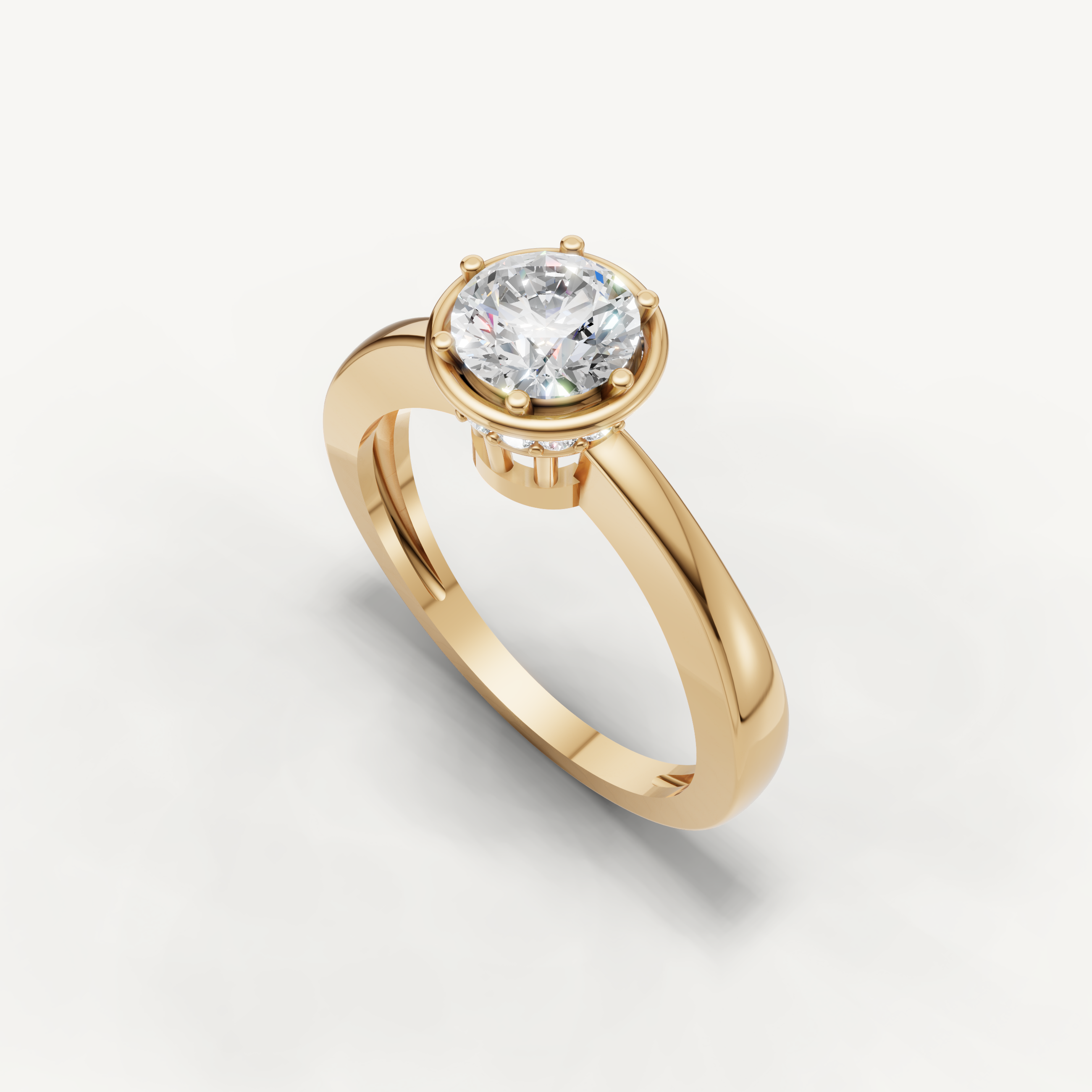 Round Lab Grown Diamond Bezel Engagement Ring in 14K White Gold