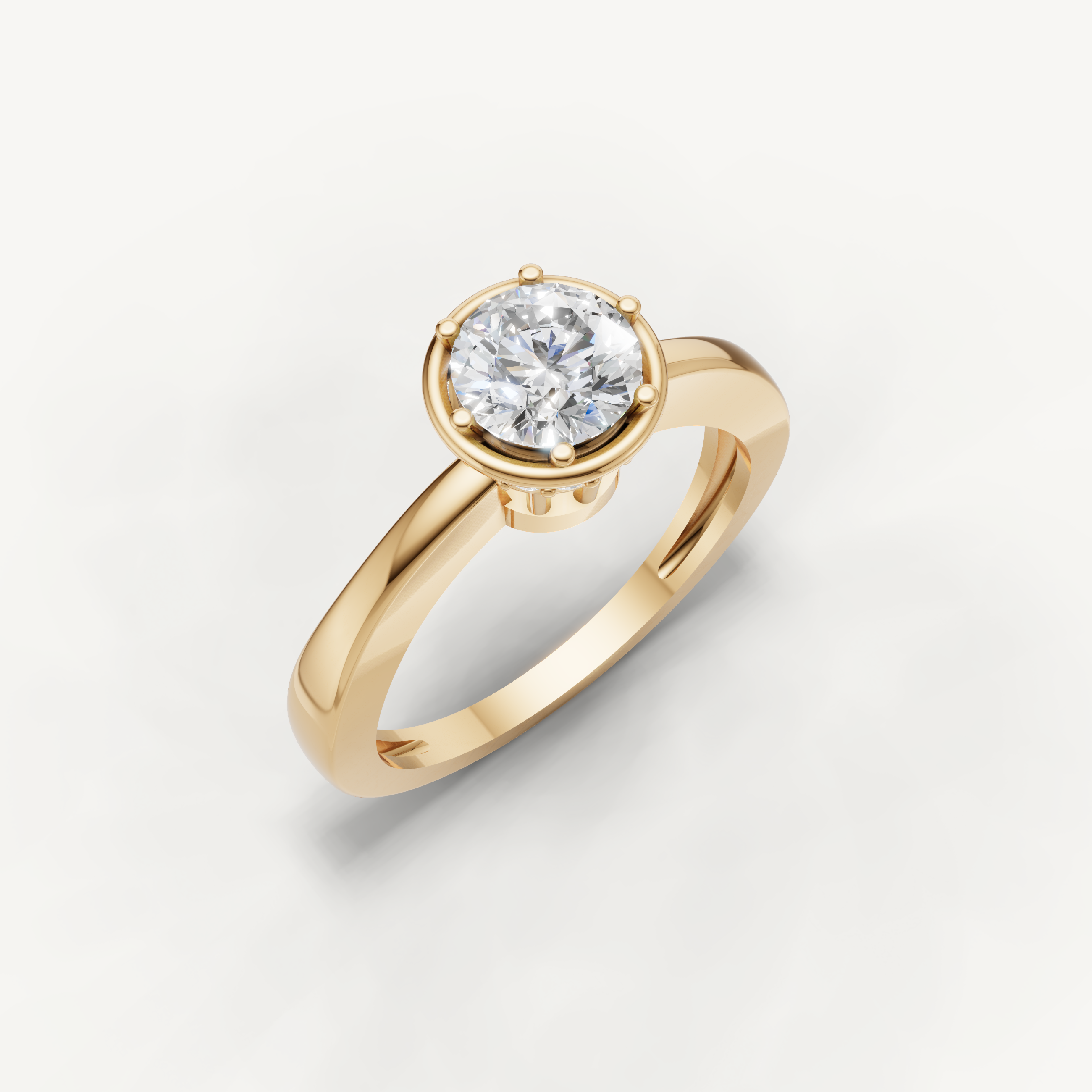 Round Lab Grown Diamond Bezel Engagement Ring in 14K White Gold