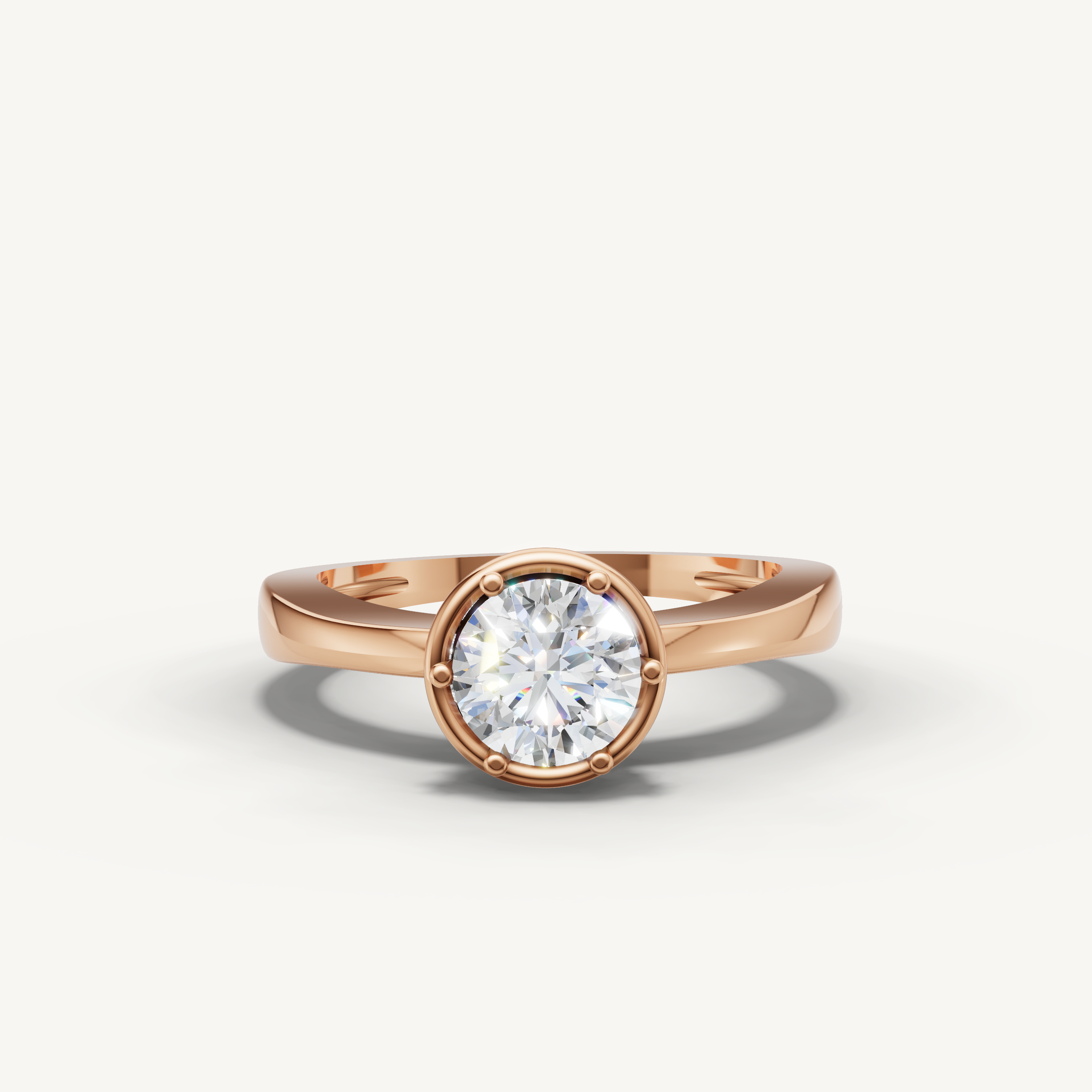 Round Lab Grown Diamond Bezel Engagement Ring in 14K White Gold