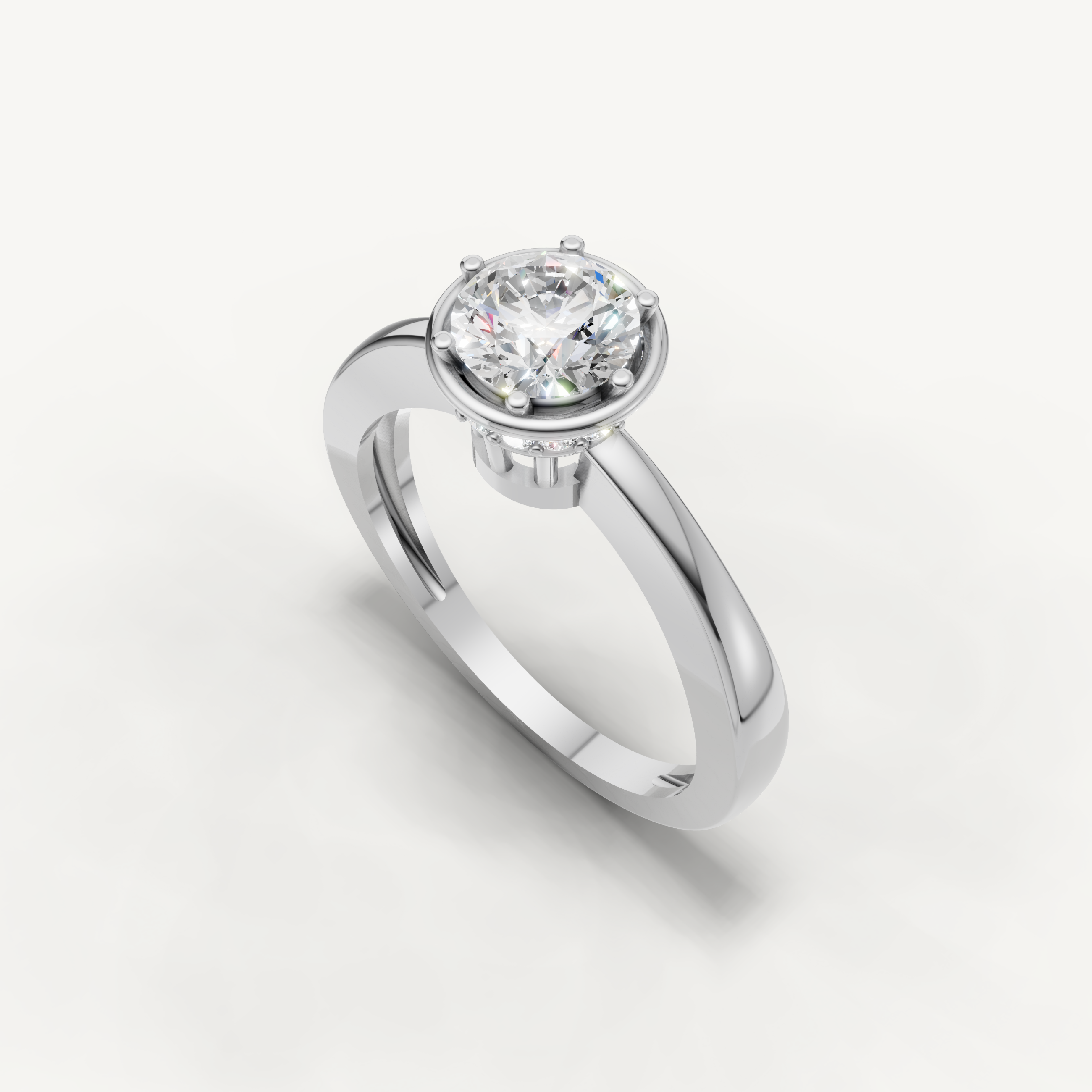 Round Lab Grown Diamond Bezel Engagement Ring in 14K White Gold