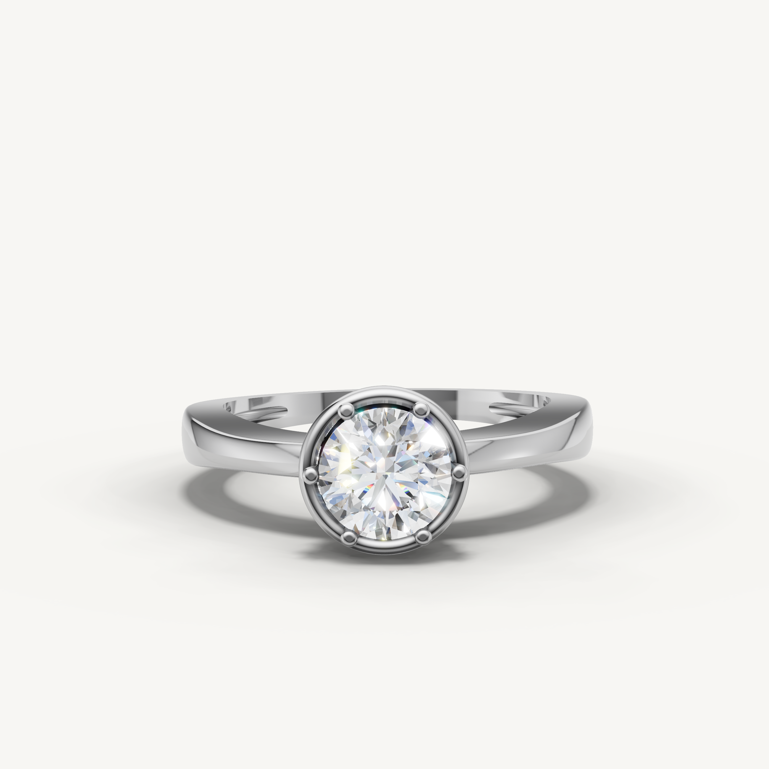 Round Lab Grown Diamond Bezel Engagement Ring in 14K White Gold