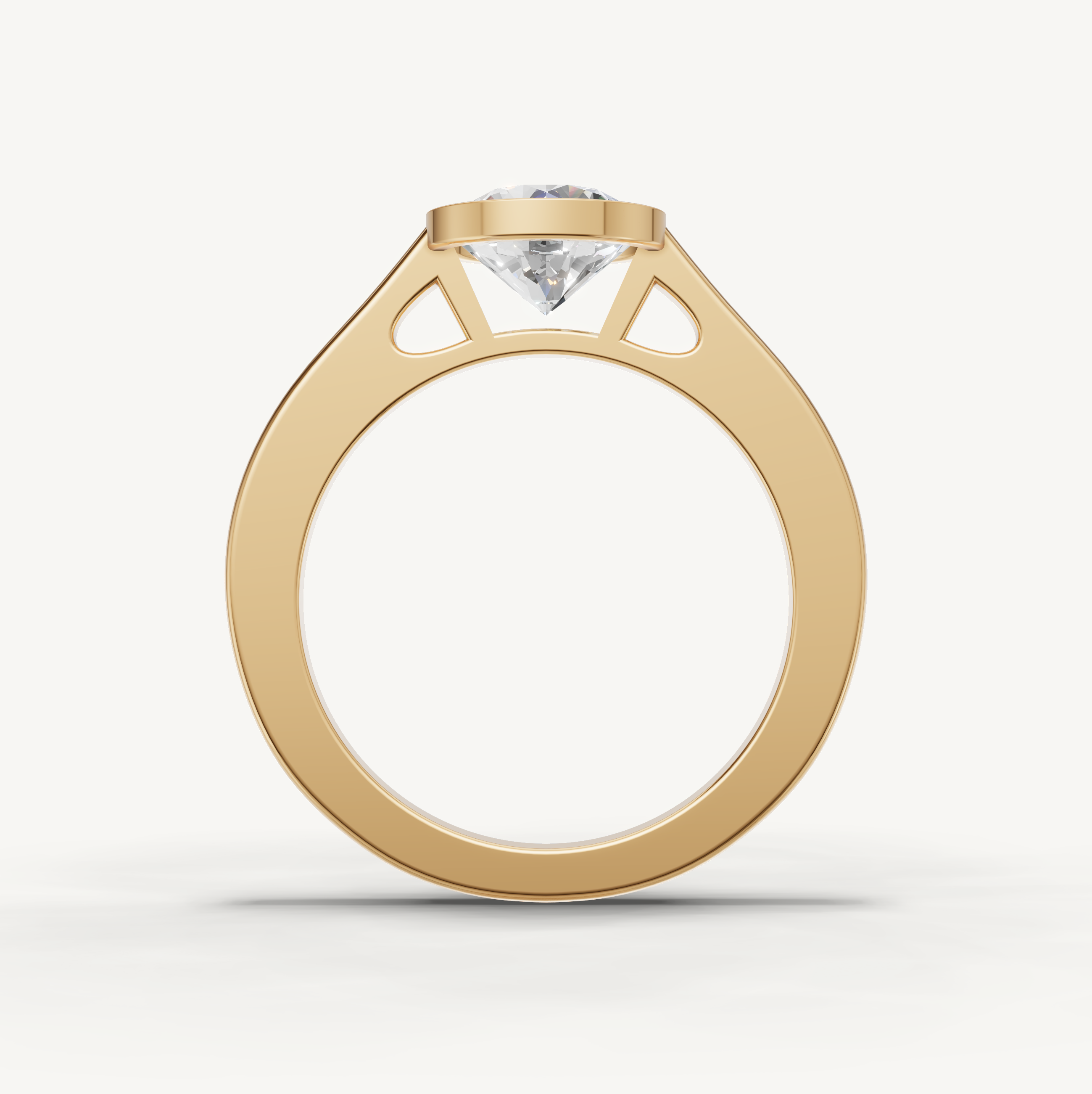 Round Lab Grown Diamond Bezel Engagement Ring in 14K Yellow Gold