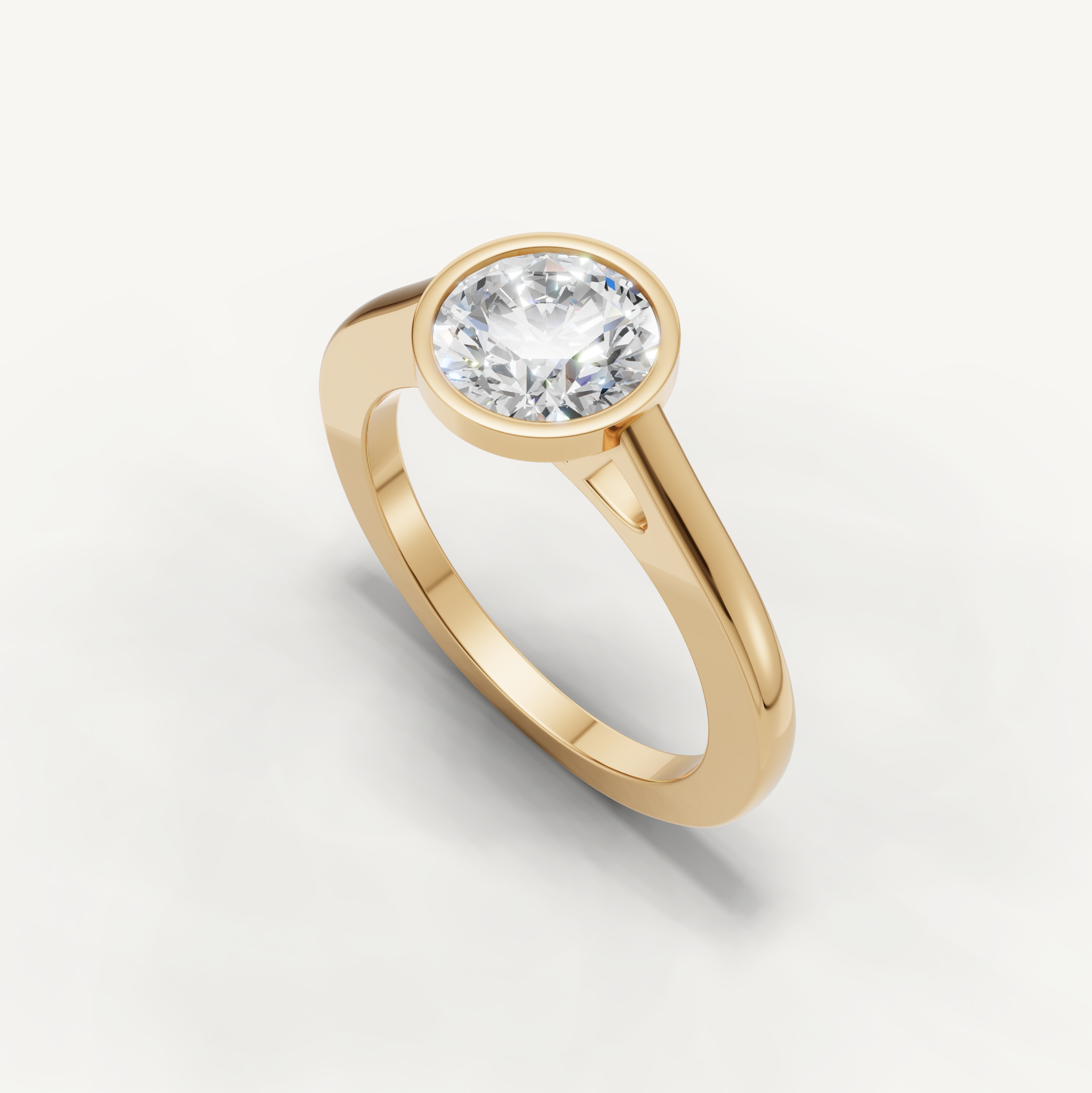 Round Lab Grown Diamond Bezel Engagement Ring in 14K Yellow Gold
