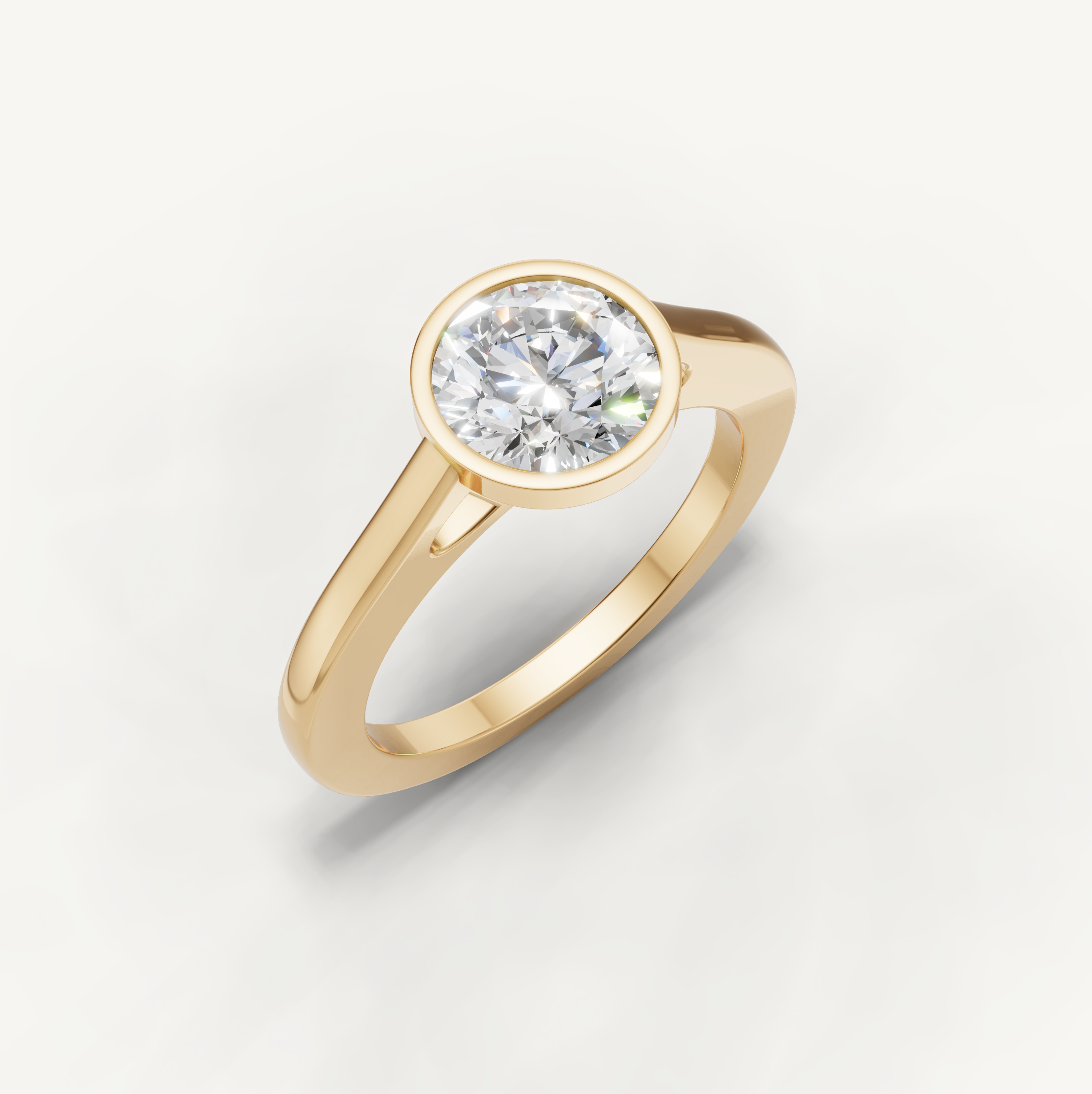 Round Lab Grown Diamond Bezel Engagement Ring in 14K Yellow Gold
