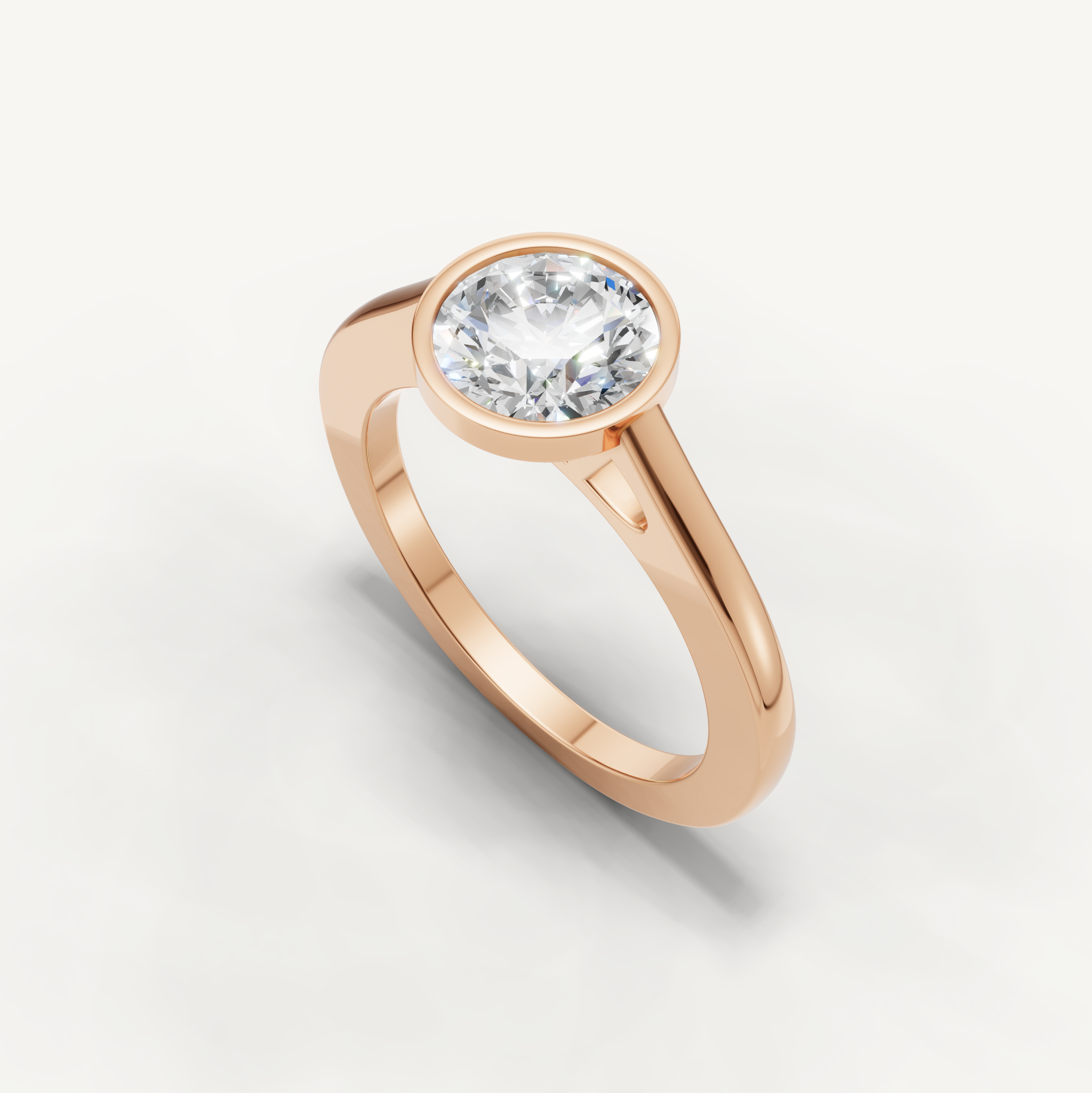 Round Lab Grown Diamond Bezel Engagement Ring in 14K Yellow Gold