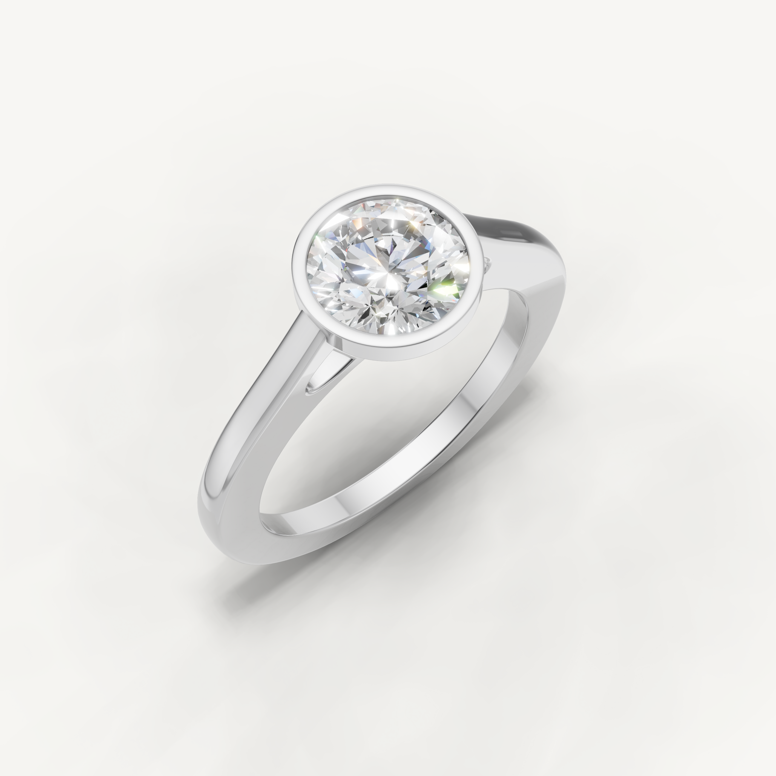 Round Lab Grown Diamond Bezel Engagement Ring in 14K Yellow Gold