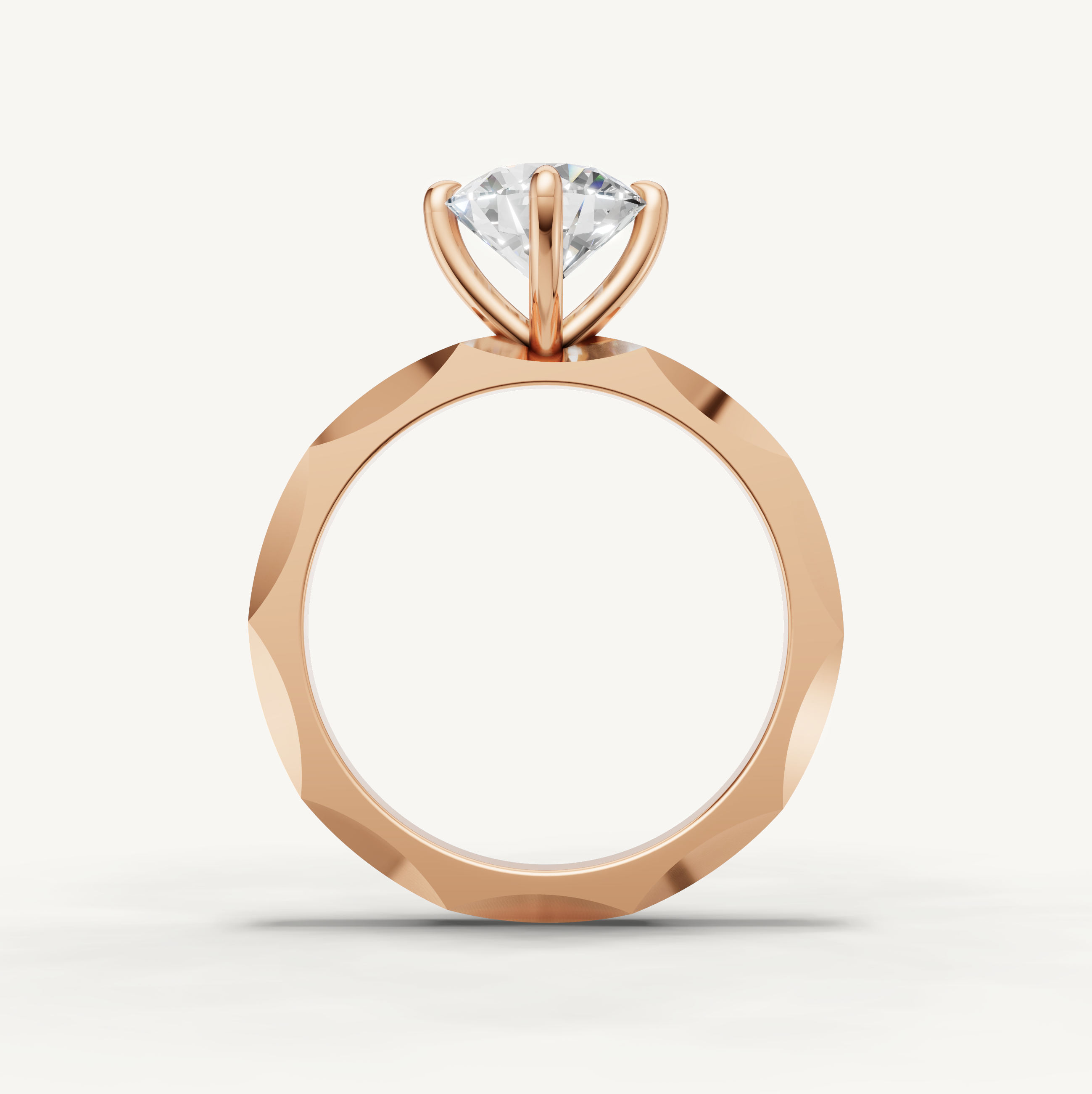 Round Lab Grown Diamond Solitaire Engagement Ring in 14K Rose Gold