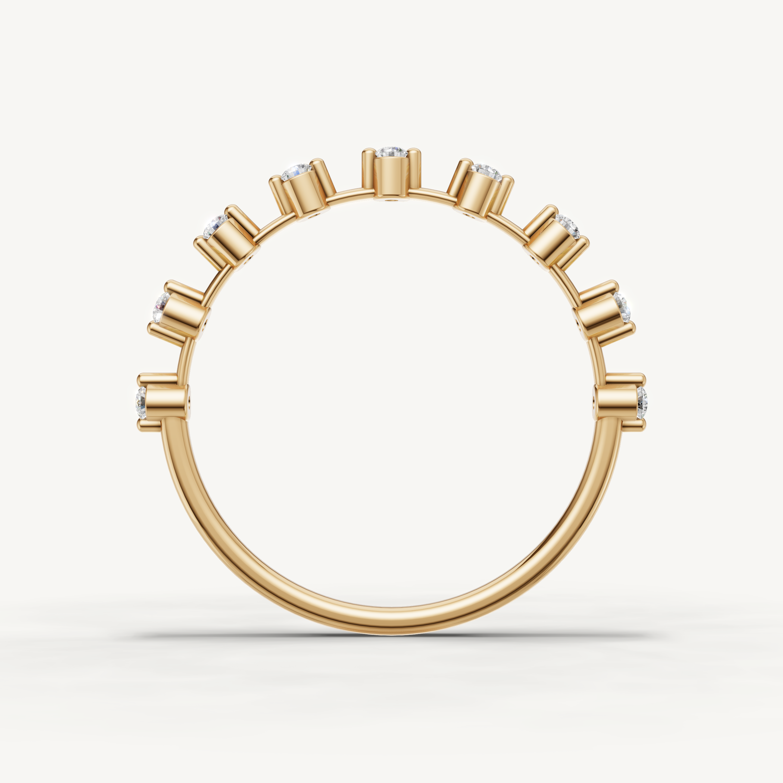 Round Lab Grown Diamond Open Wedding Band in 14K Yellow Gold