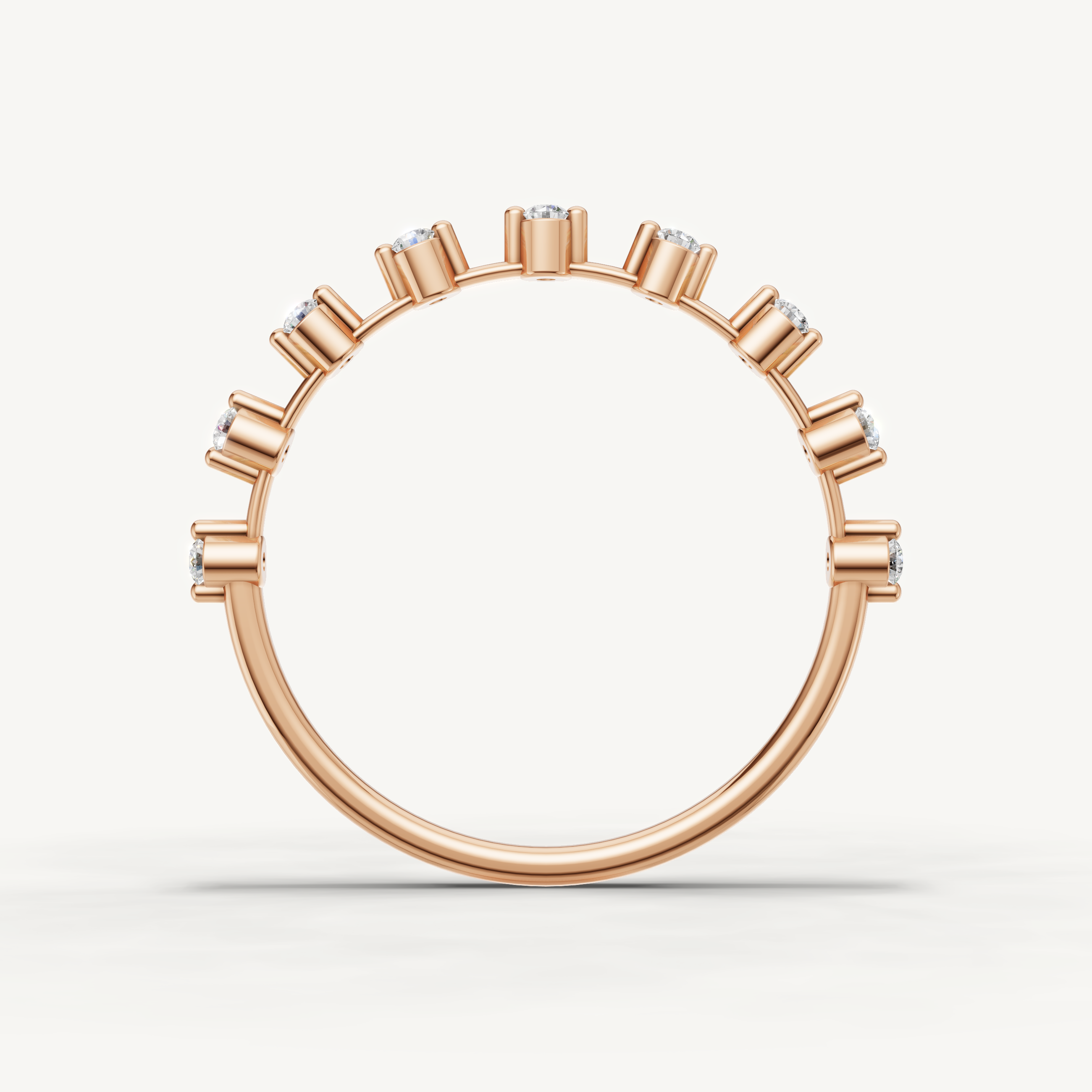 Round Lab Grown Diamond Open Wedding Band in 14K Yellow Gold