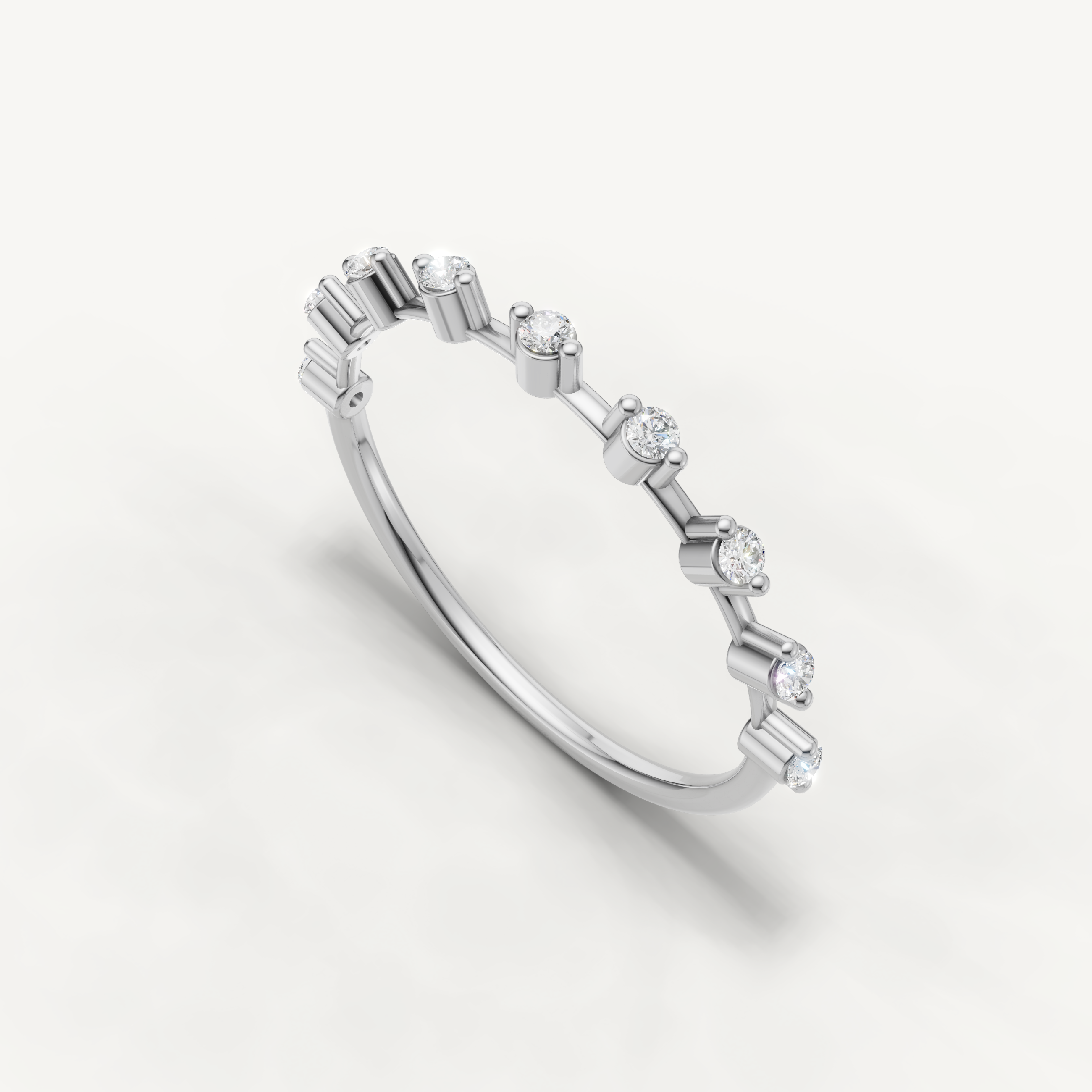 Round Lab Grown Diamond Open Wedding Band in 14K Yellow Gold