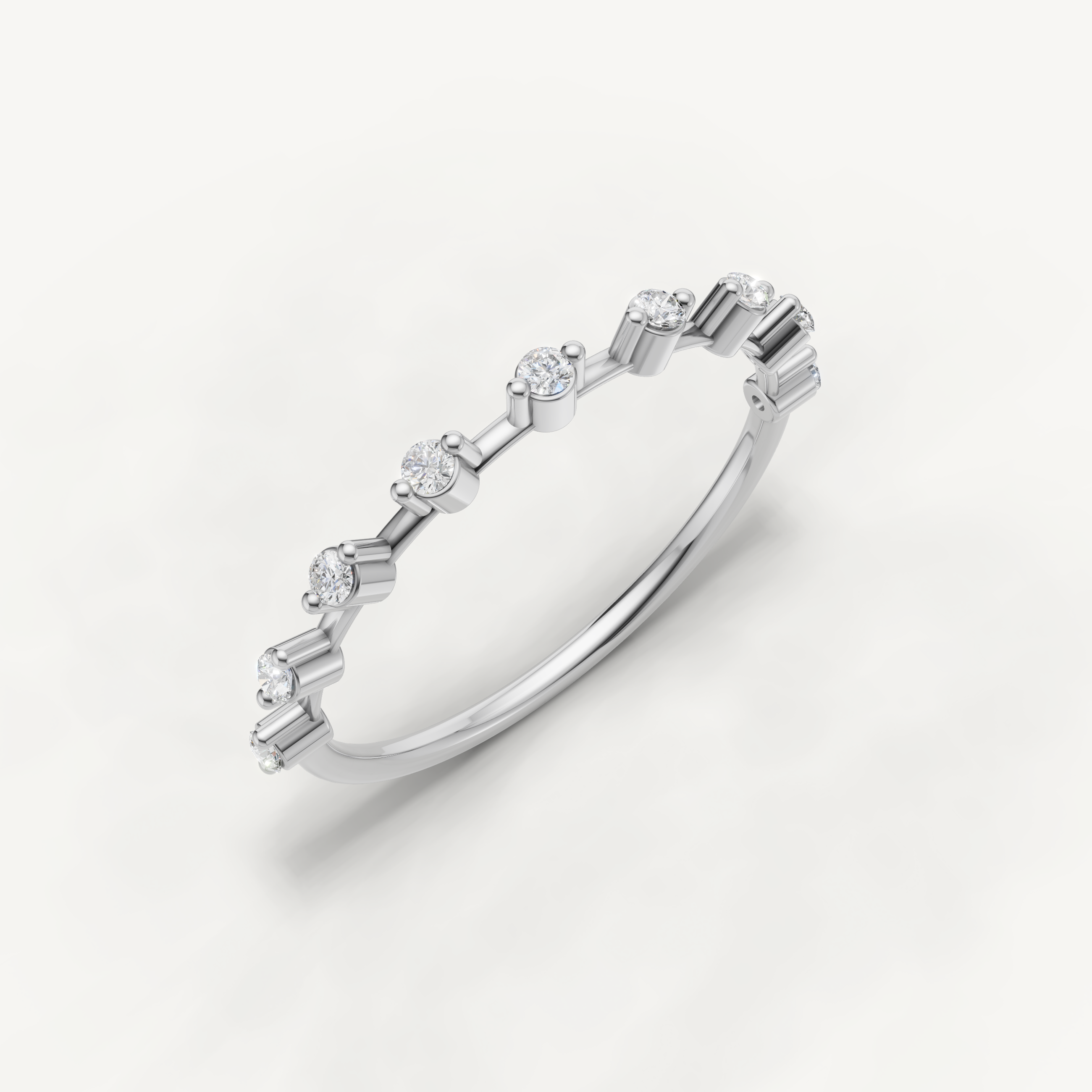 Round Lab Grown Diamond Open Wedding Band in 14K Yellow Gold