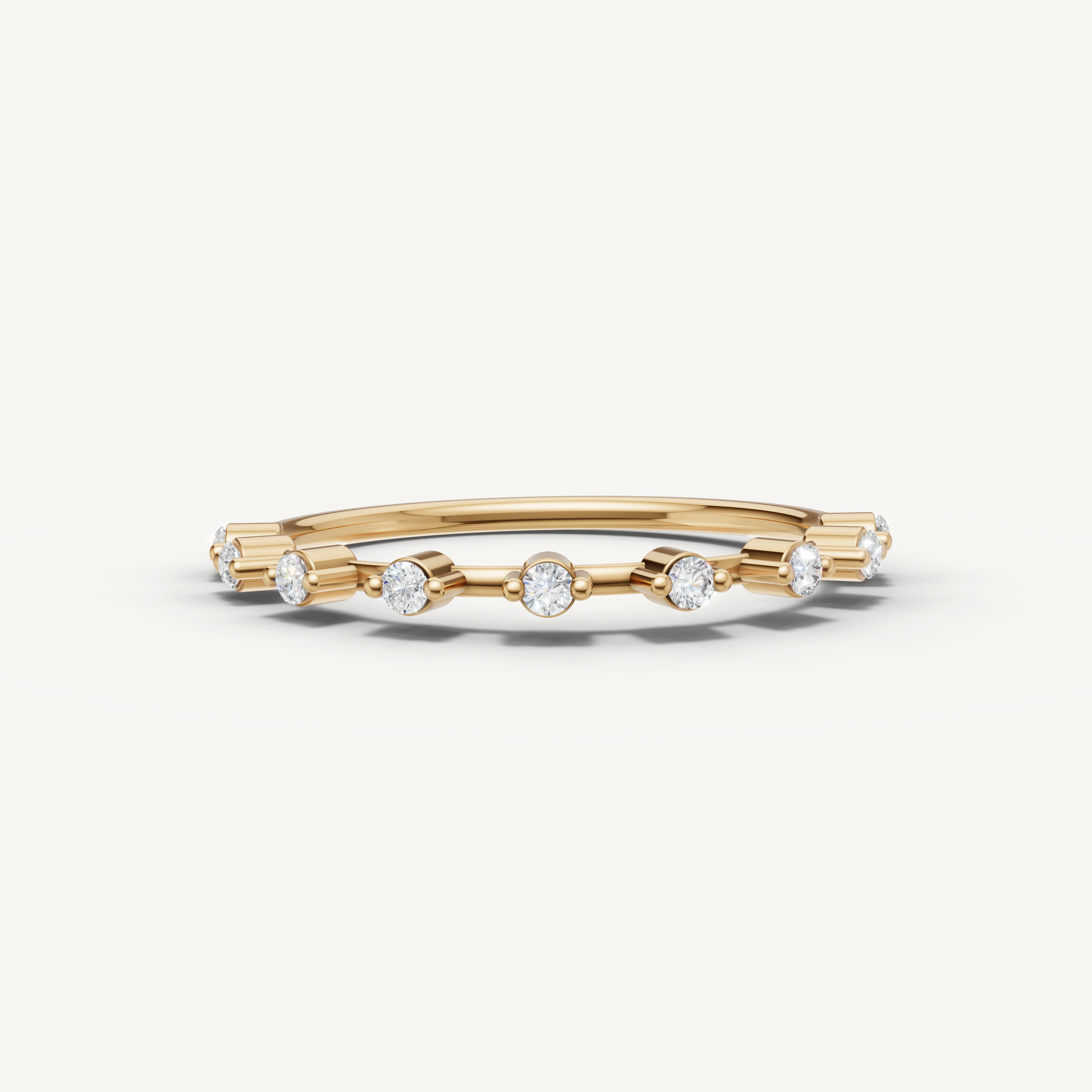 Round Lab Grown Diamond Open Wedding Band in 14K Yellow Gold
