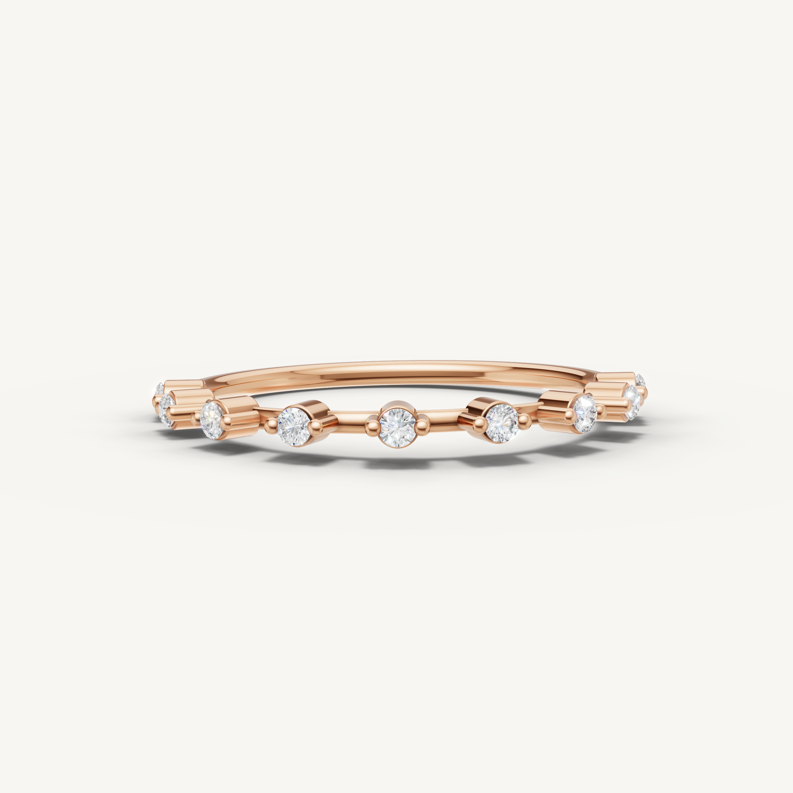 Round Lab Grown Diamond Open Wedding Band in 14K Yellow Gold