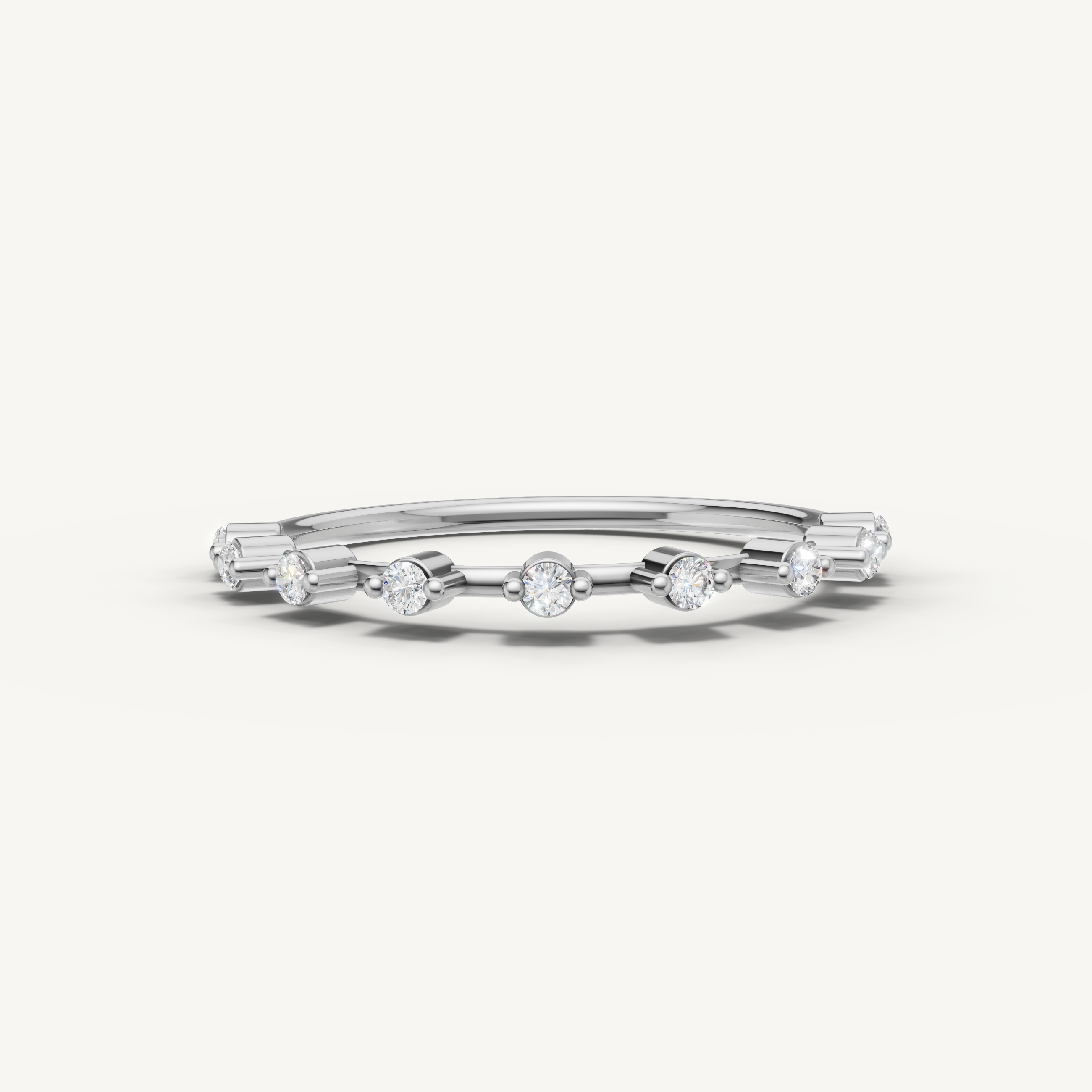 Round Lab Grown Diamond Open Wedding Band in 14K Yellow Gold