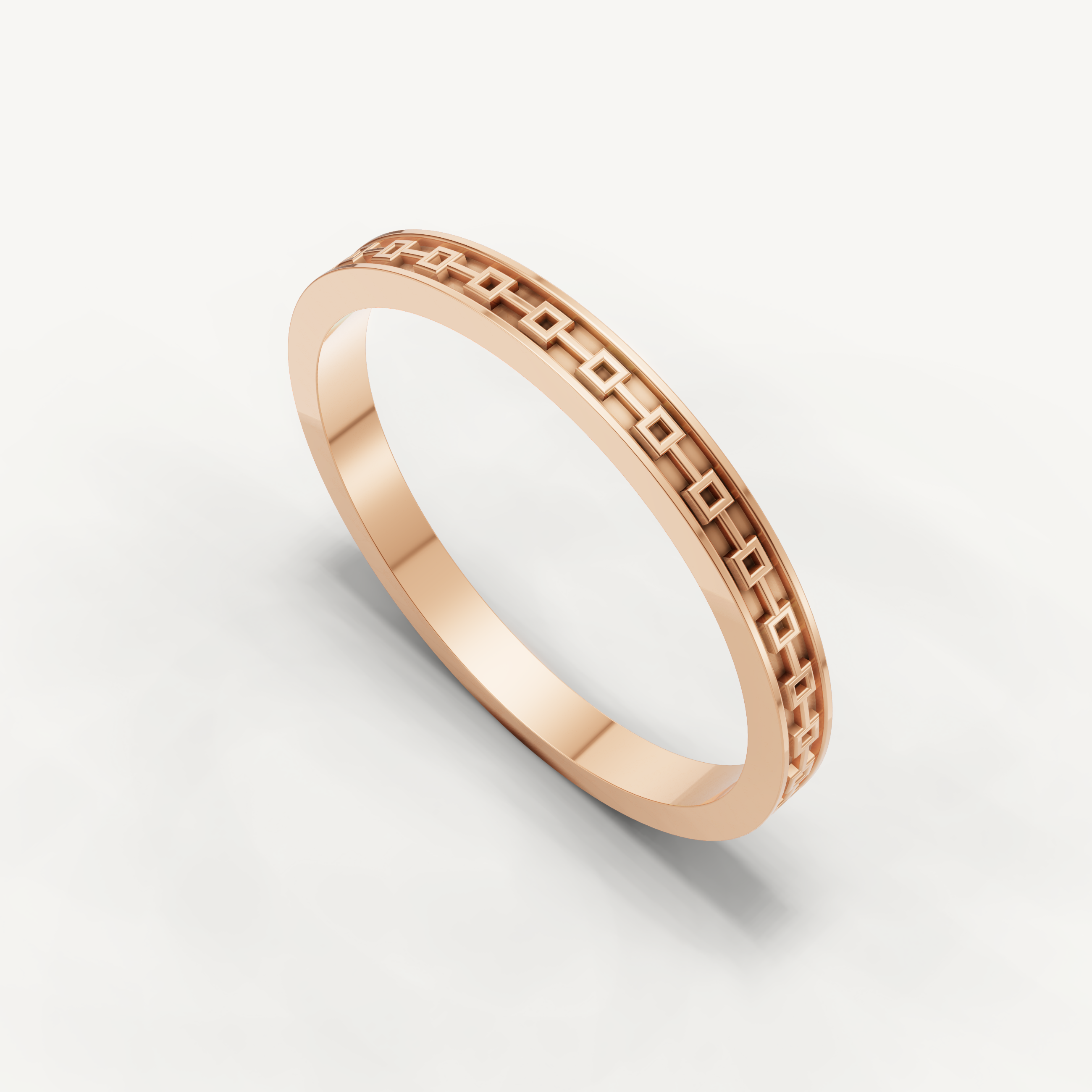 Geometric Plain Gold Wedding Band in 14K Yellow Gold