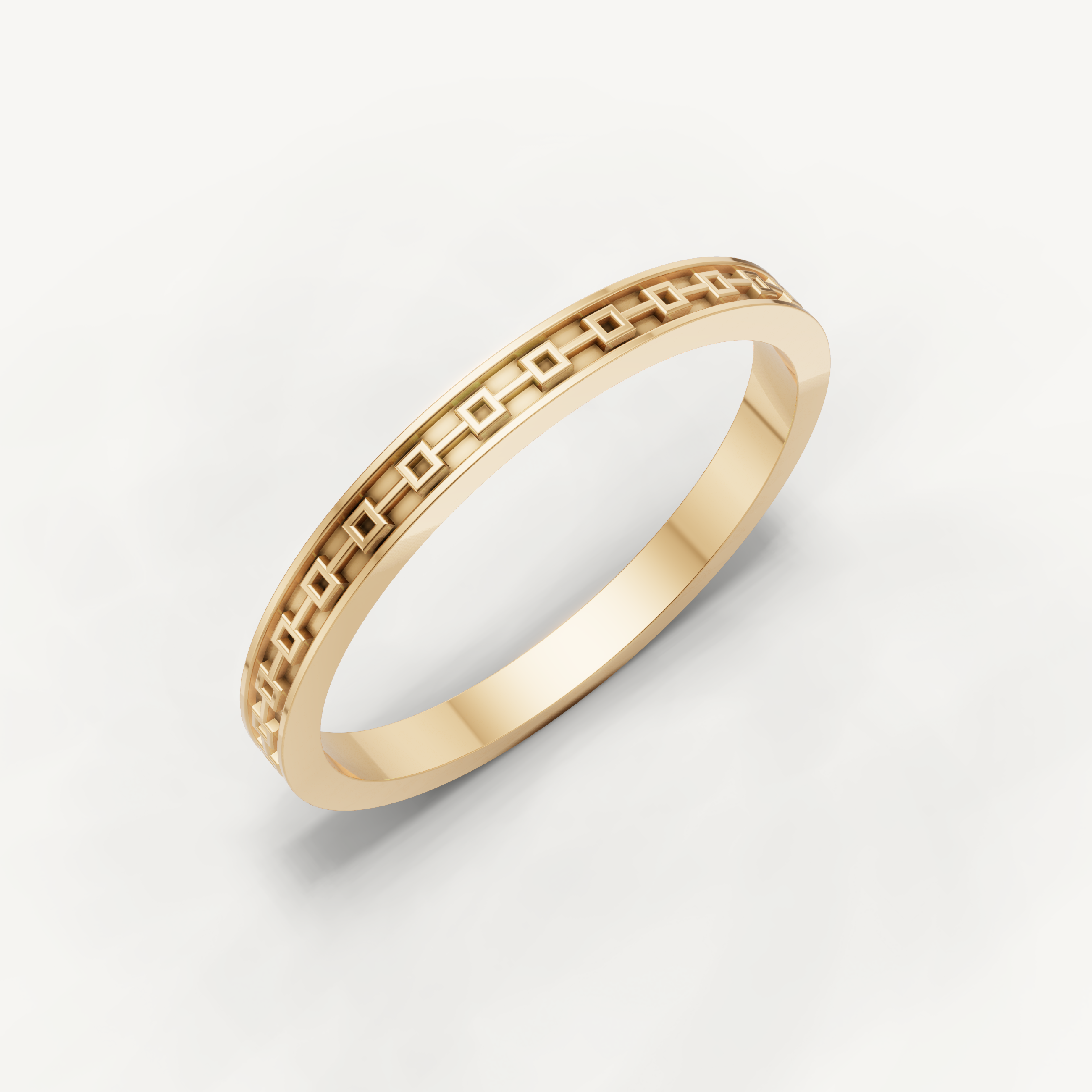 Geometric Plain Gold Wedding Band in 14K Yellow Gold