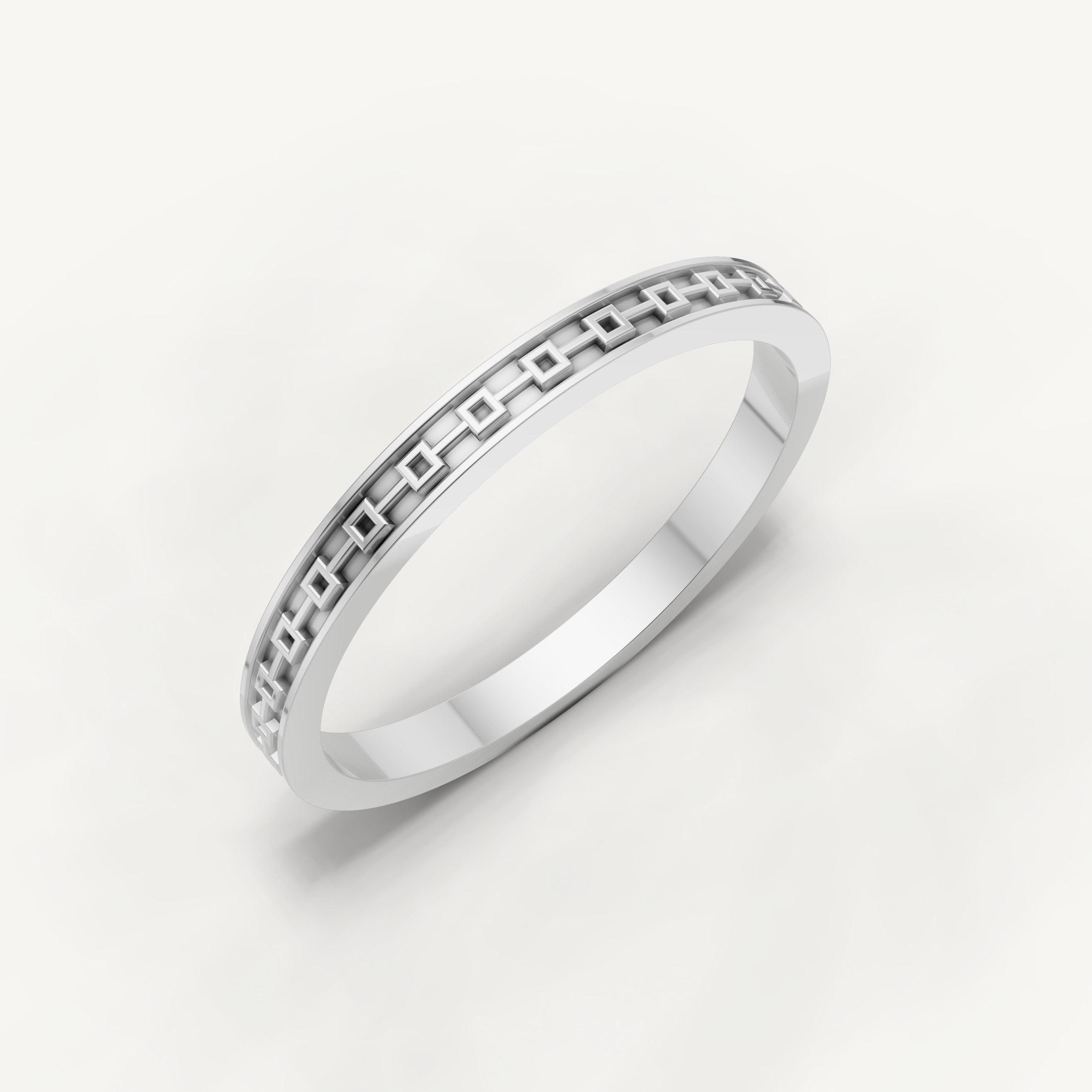 Geometric Plain Gold Wedding Band in 14K Yellow Gold