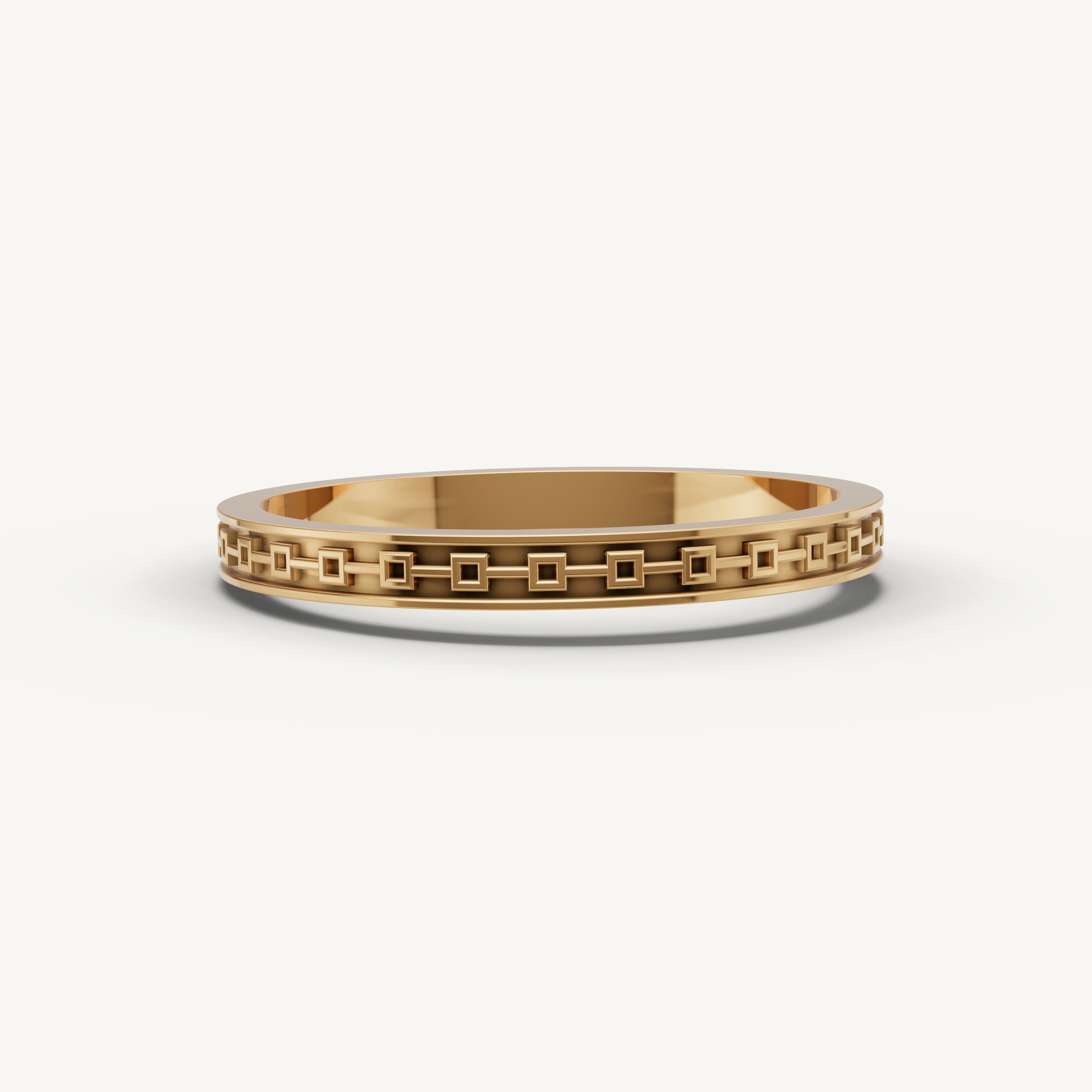 Geometric Plain Gold Wedding Band in 14K Yellow Gold