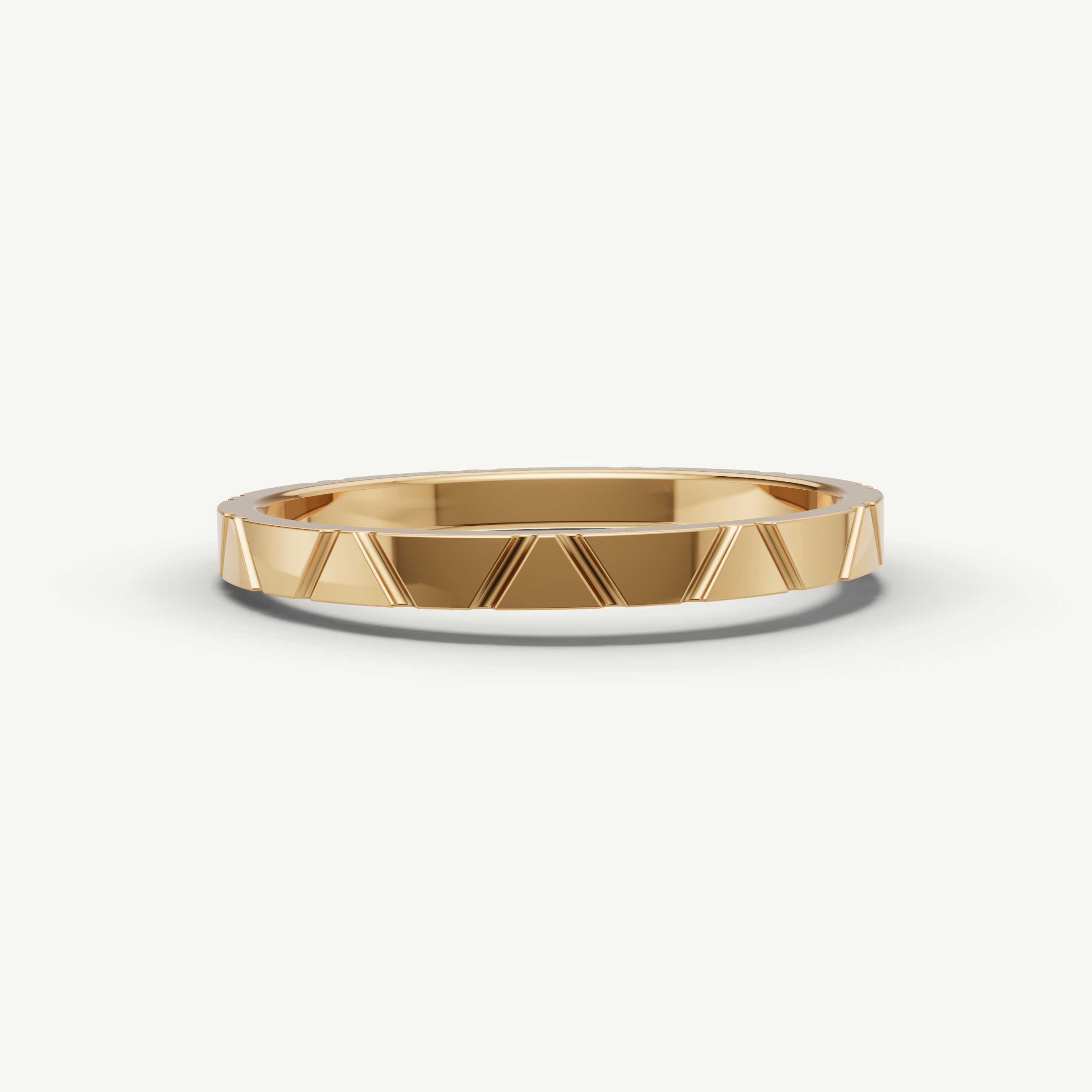 Vintage Plain Gold Geometric Wedding Band in 14K Yellow Gold