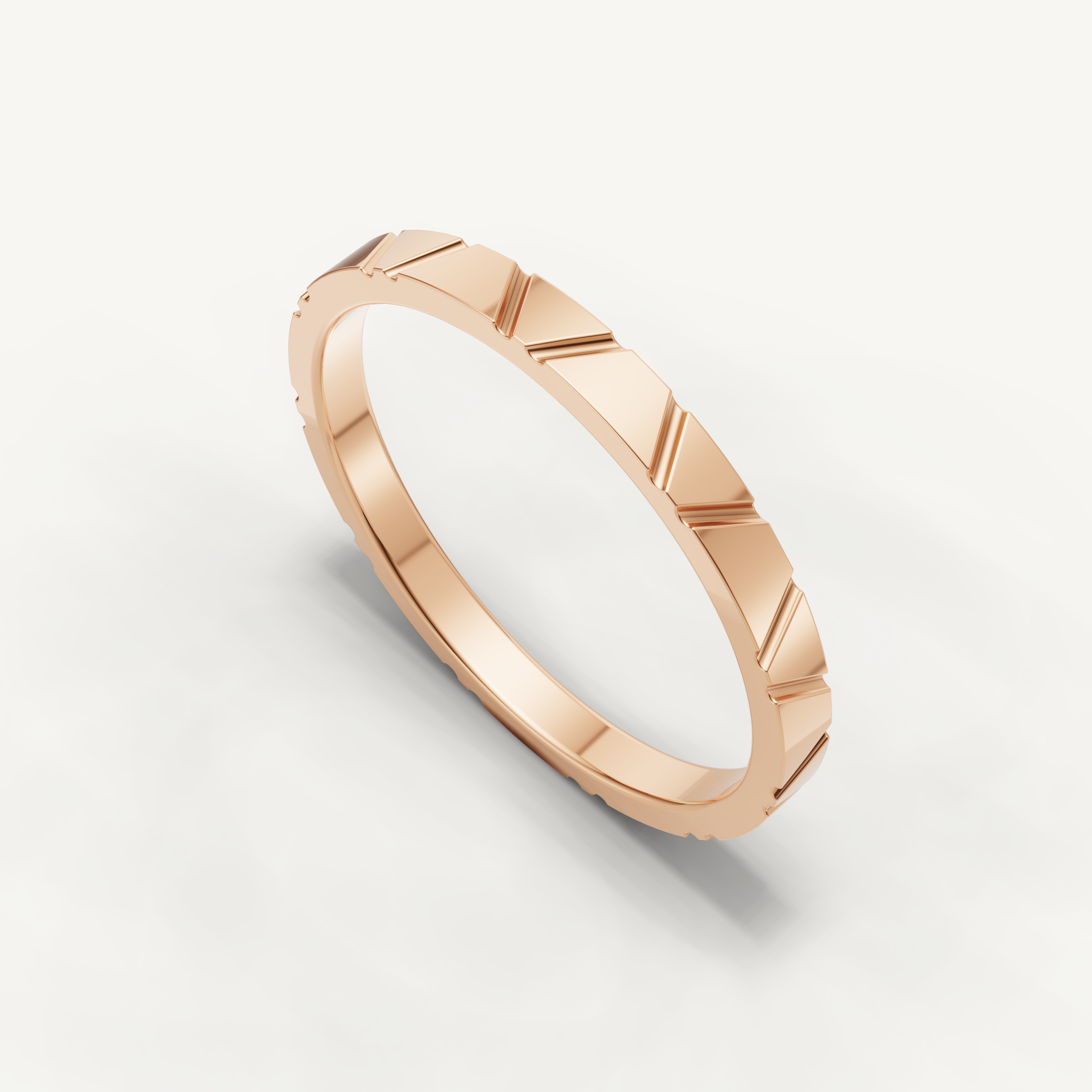 Vintage Plain Gold Geometric Wedding Band in 14K Yellow Gold