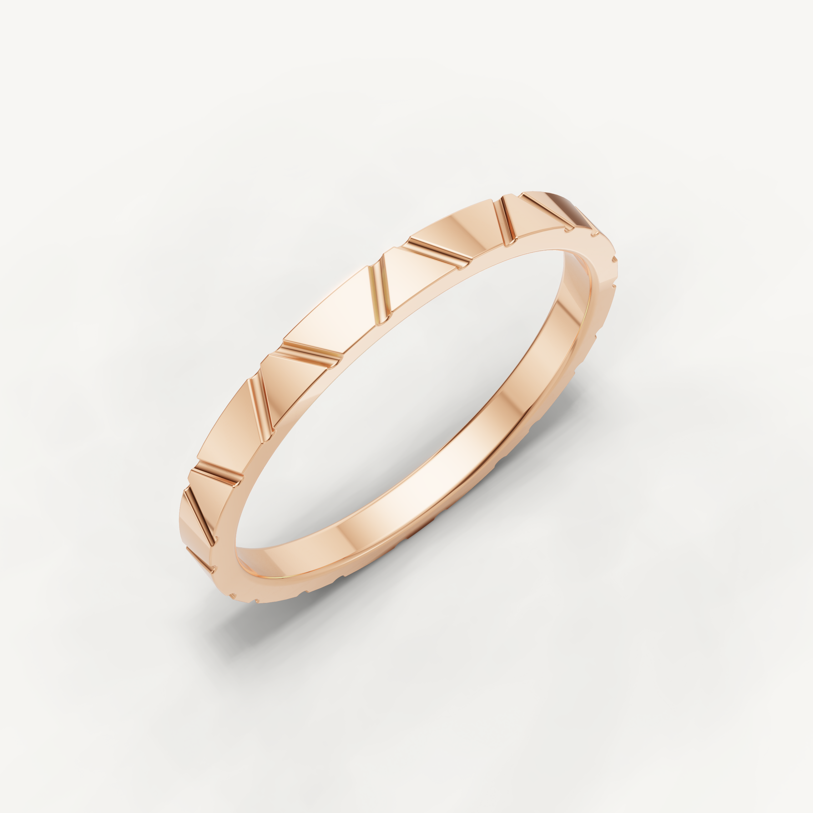 Vintage Plain Gold Geometric Wedding Band in 14K Yellow Gold