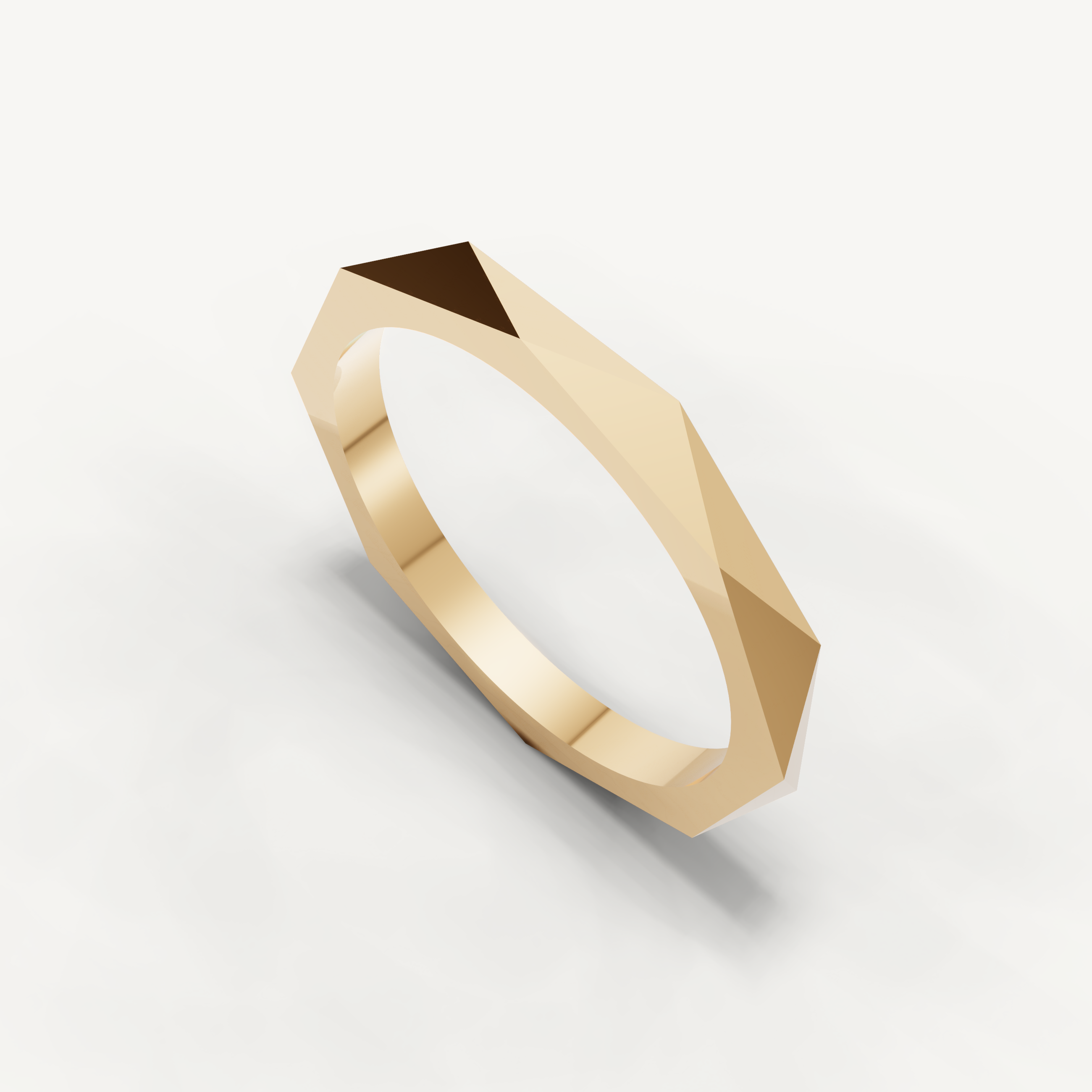 Faceted Geometric Wedding Band in 14K Yellow Gold