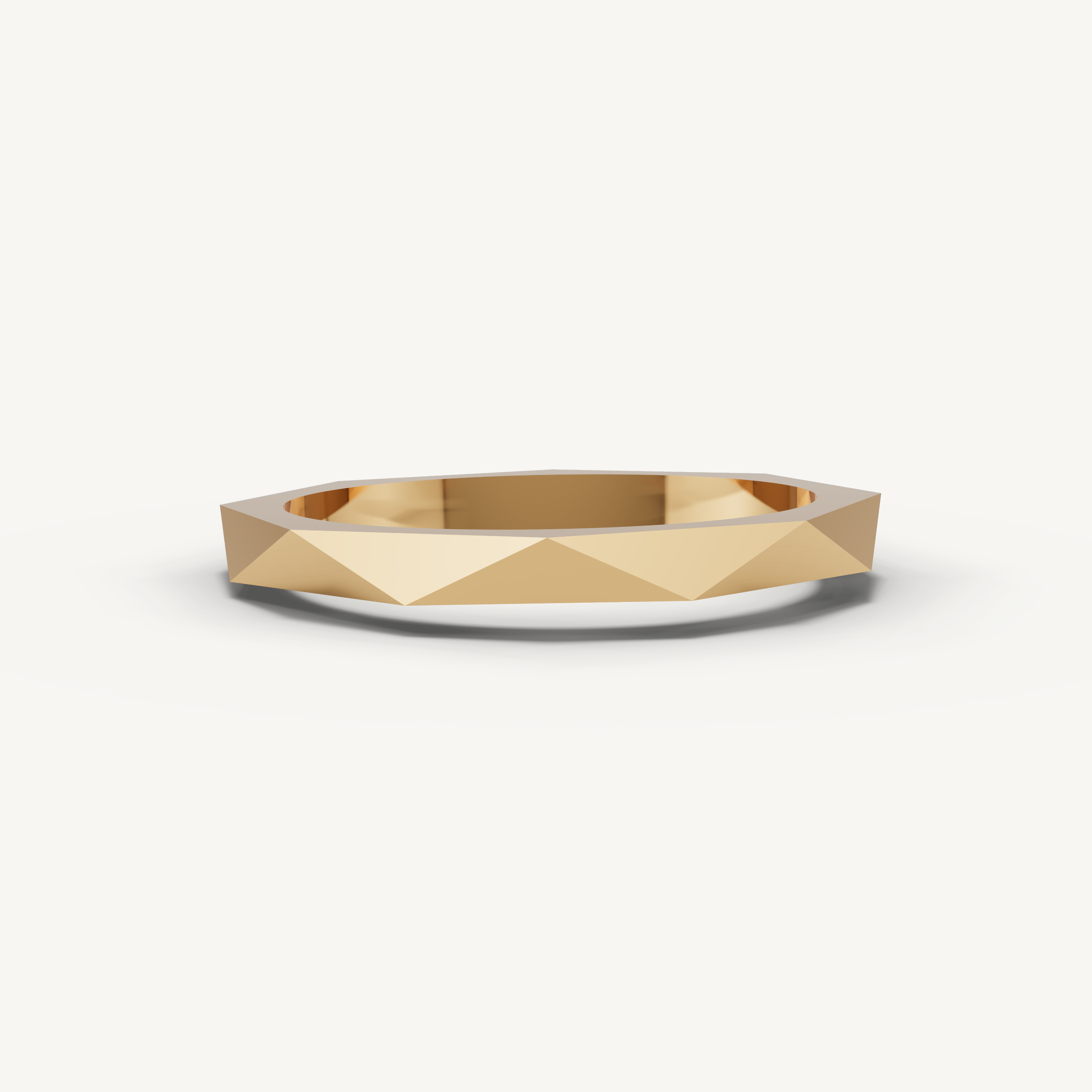 Faceted Geometric Wedding Band in 14K Yellow Gold