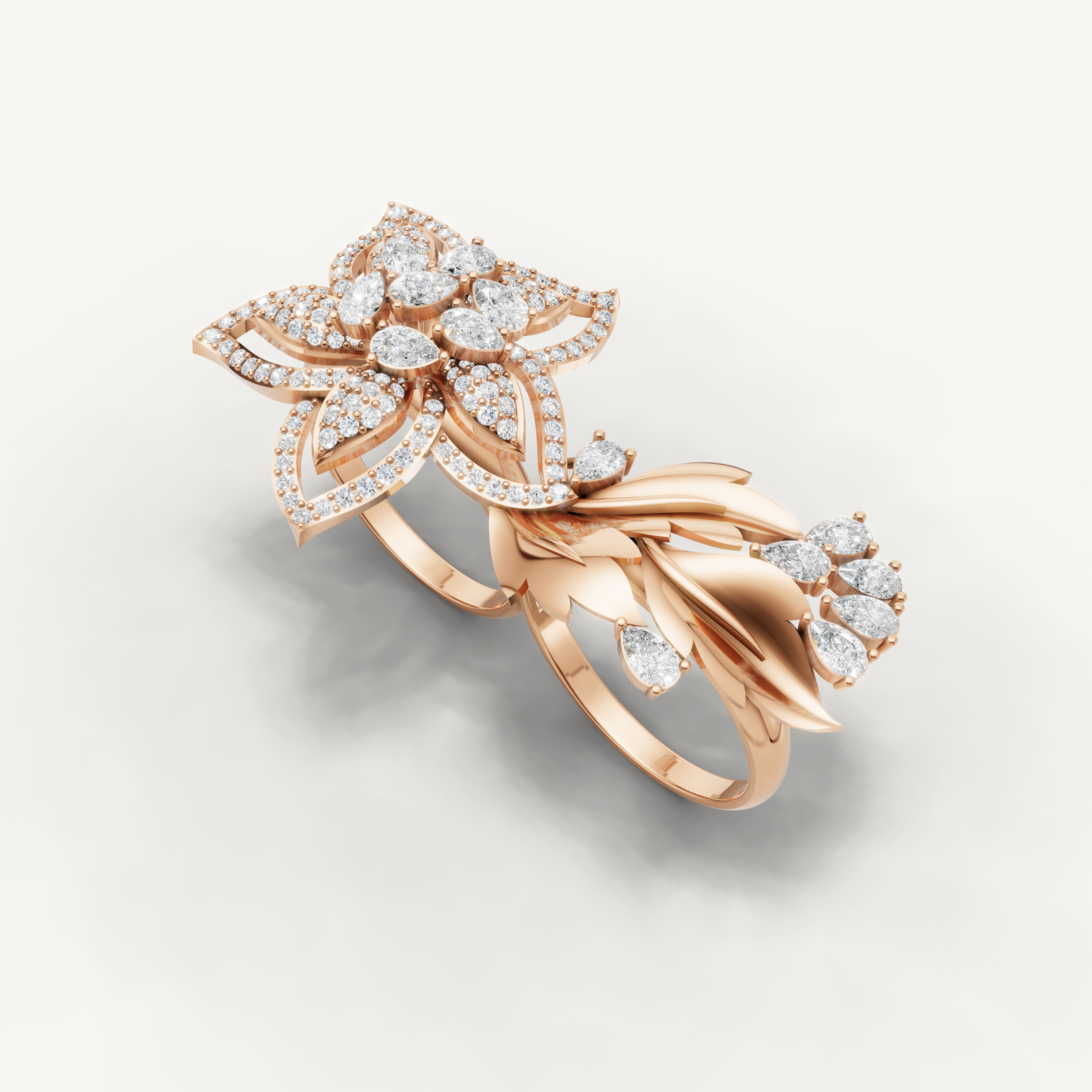 Lab Grown Diamond Floral Statement Ring in 14K Yellow Gold
