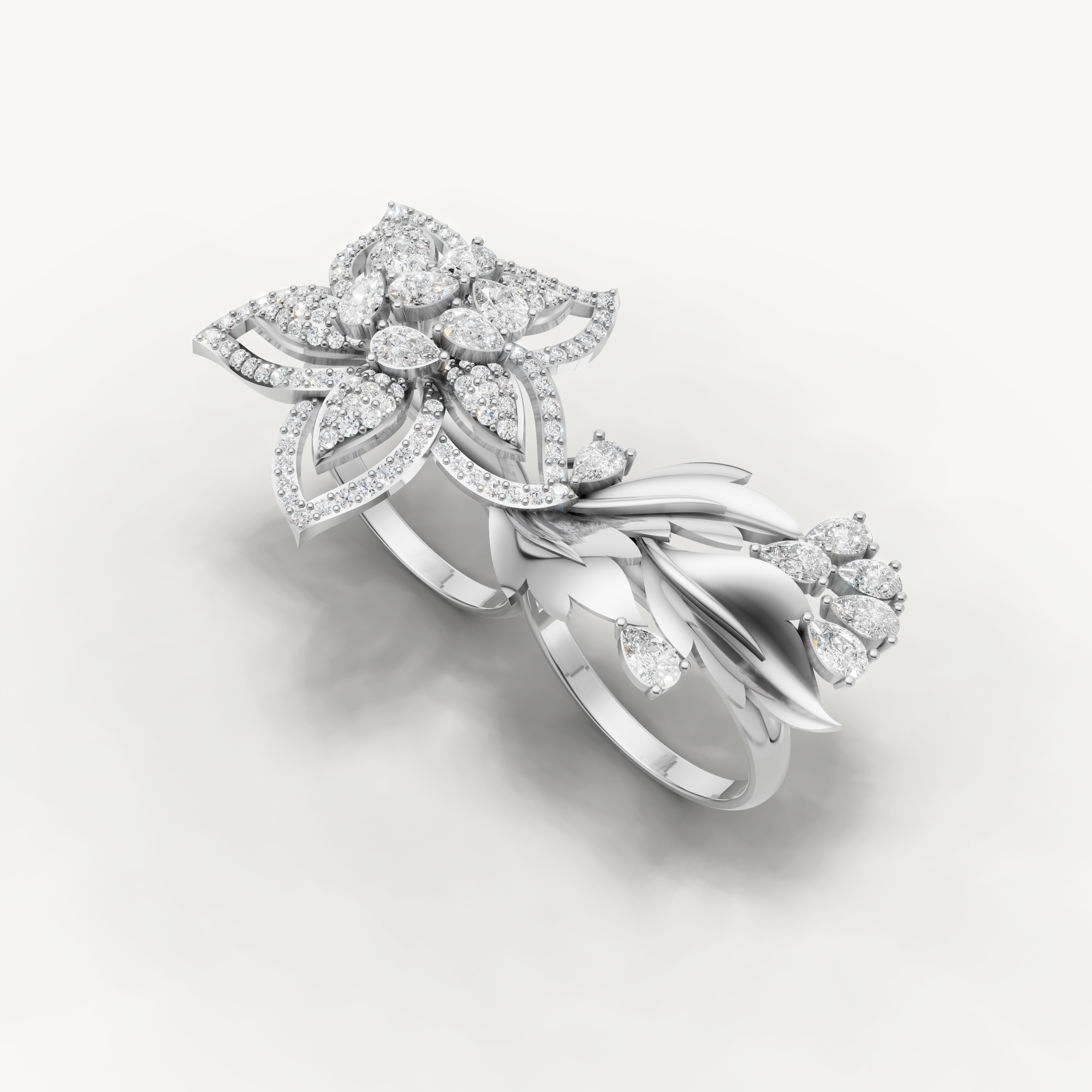 Lab Grown Diamond Floral Statement Ring in 14K Yellow Gold