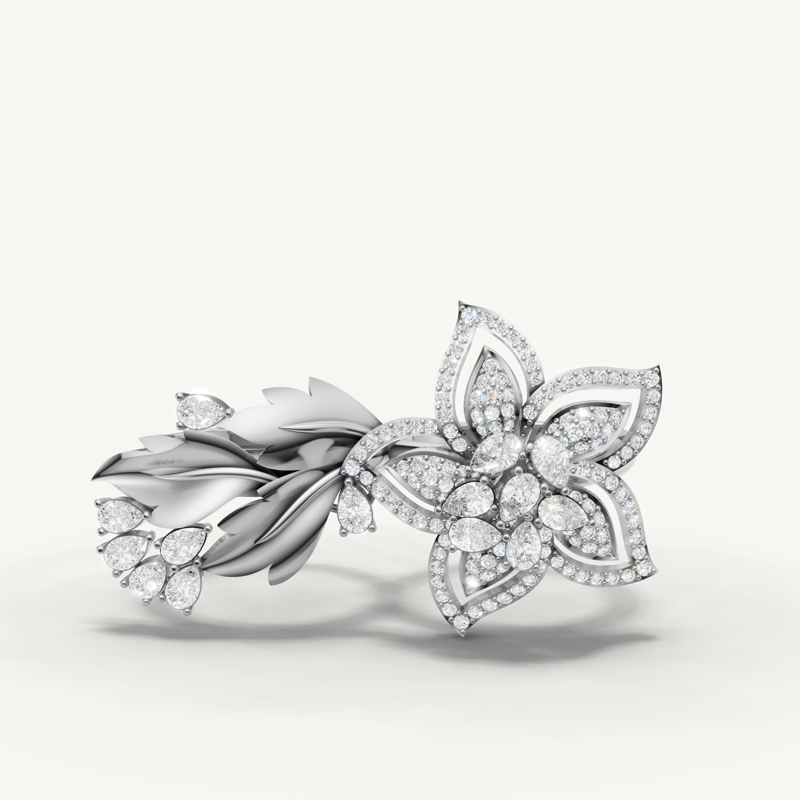 Lab Grown Diamond Floral Statement Ring in 14K Yellow Gold